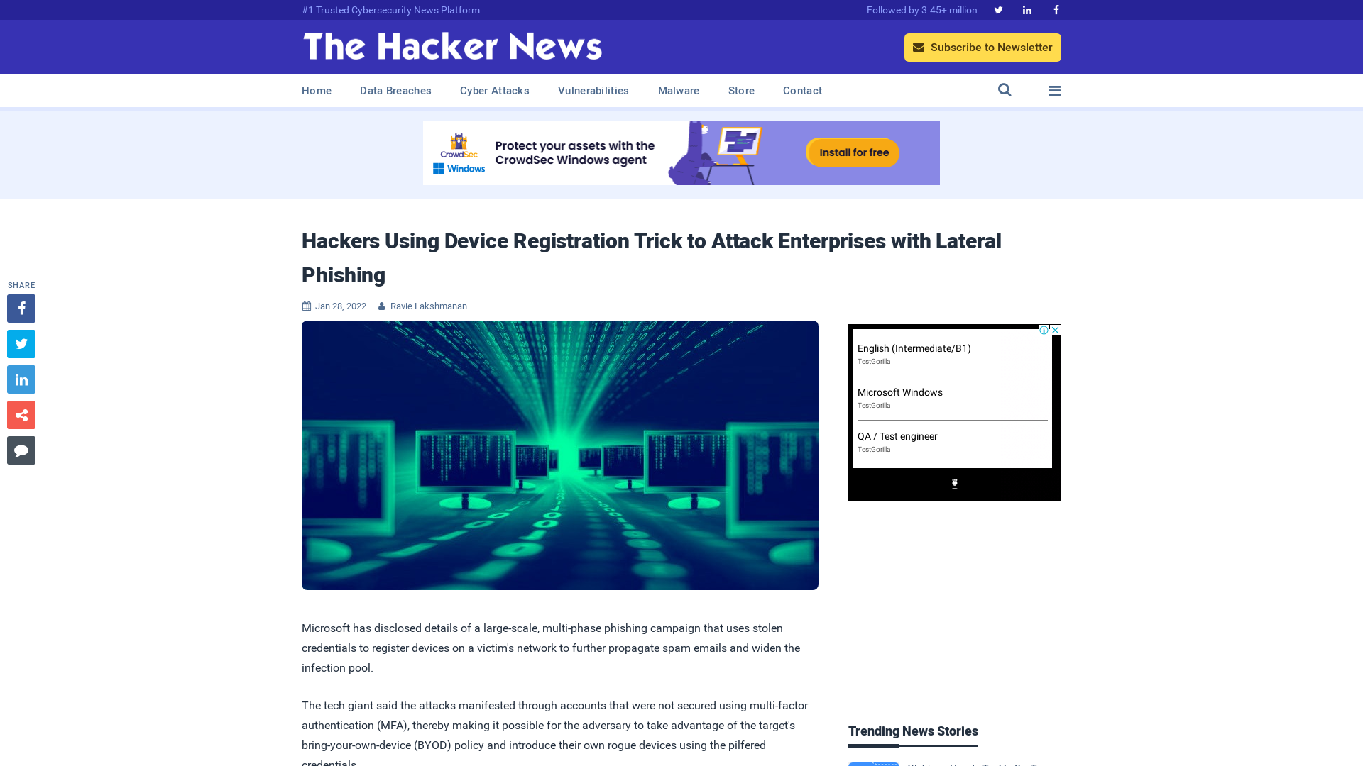 Hackers Using Device Registration Trick to Attack Enterprises with Lateral Phishing