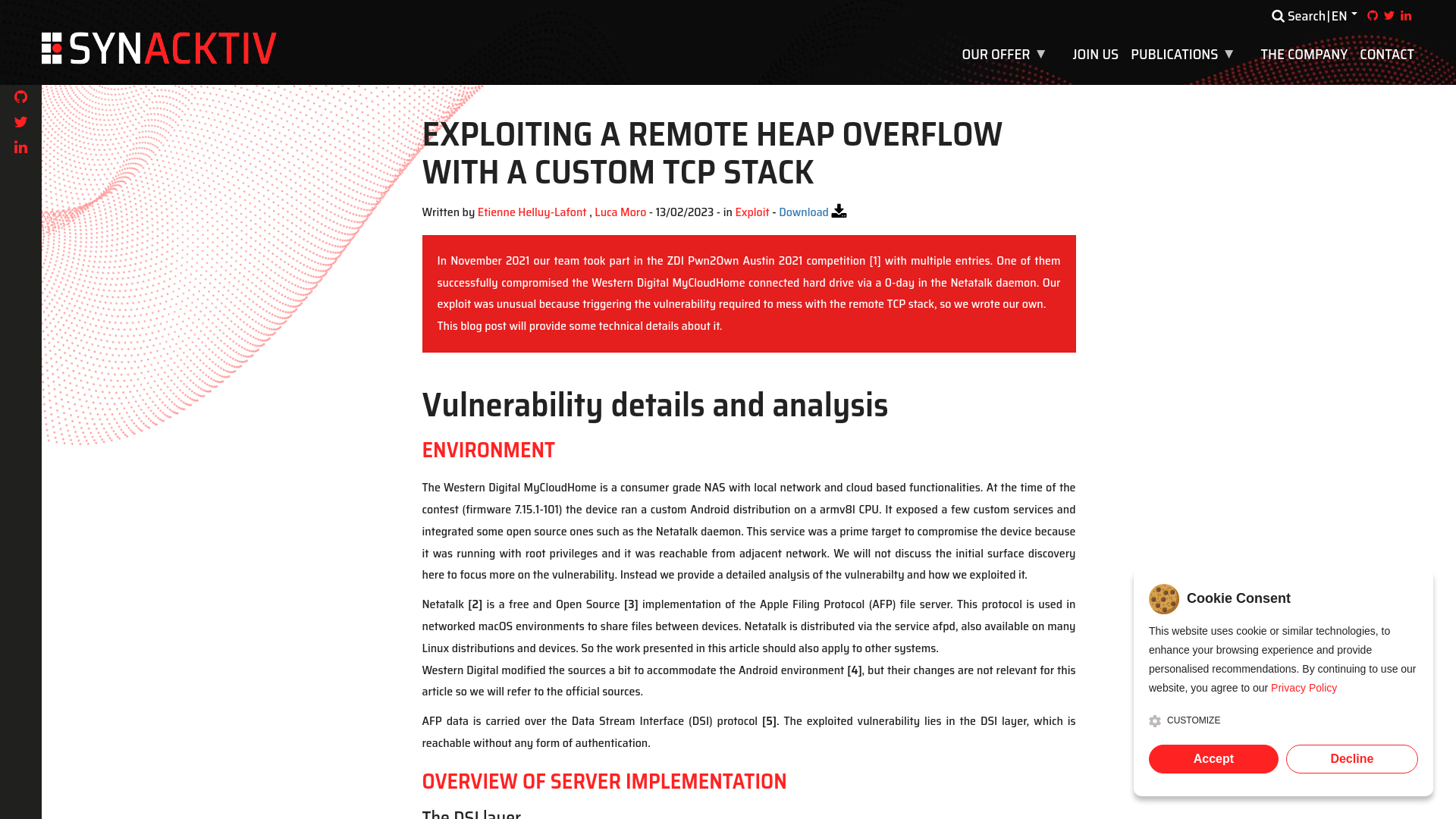 Exploiting a remote heap overflow with a custom TCP stack