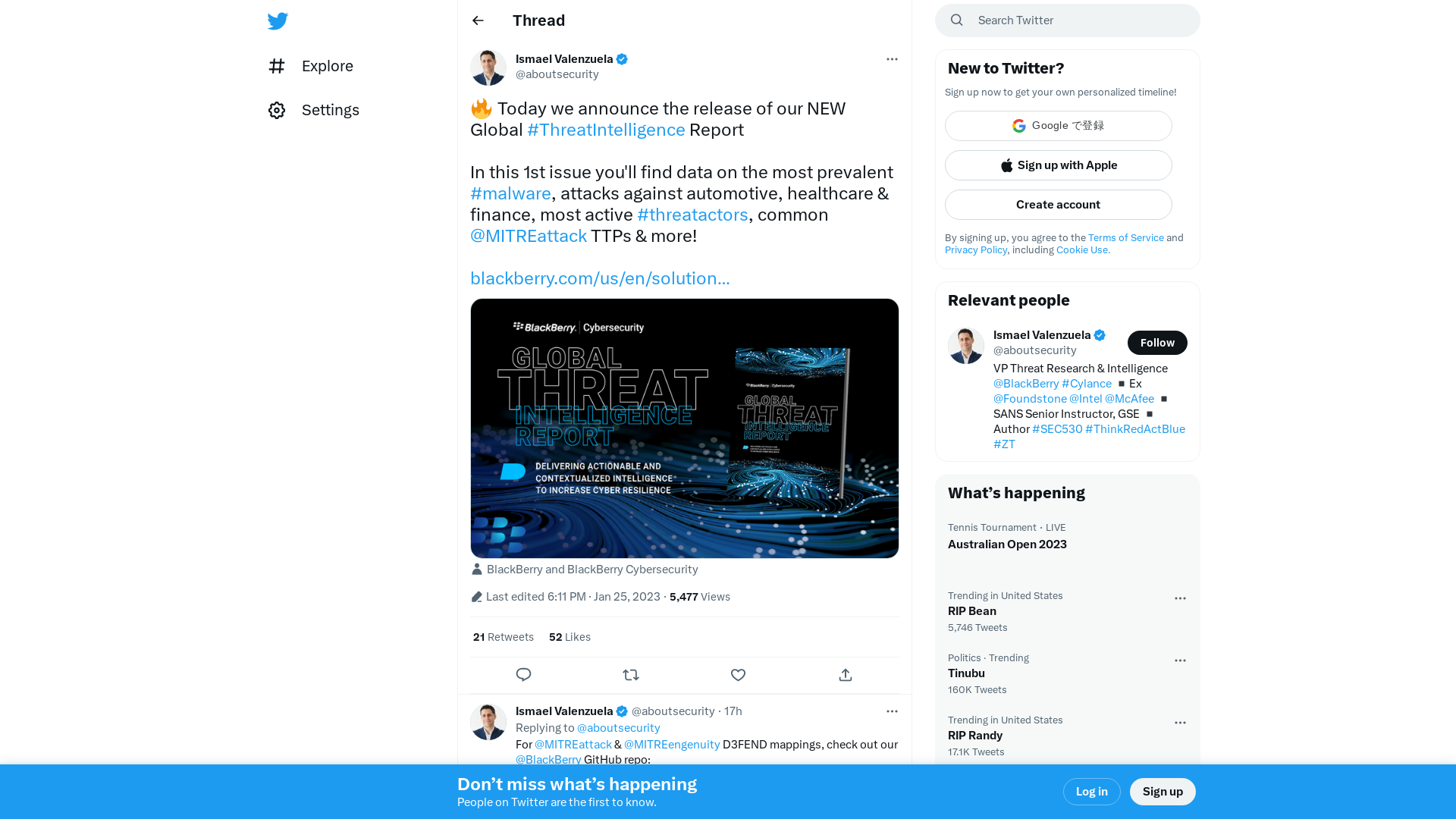 Ismael Valenzuela on Twitter: "🔥 Today we announce the release of our NEW Global #ThreatIntelligence Report In this 1st issue you'll find data on the most prevalent #malware, attacks against automotive, healthcare &amp; finance, most active #threatactors, common @MITREattack TTPs &amp; more! https://t.co/bxYAu5ixL9 https://t.co/CxnSpySOt8" / Twitter