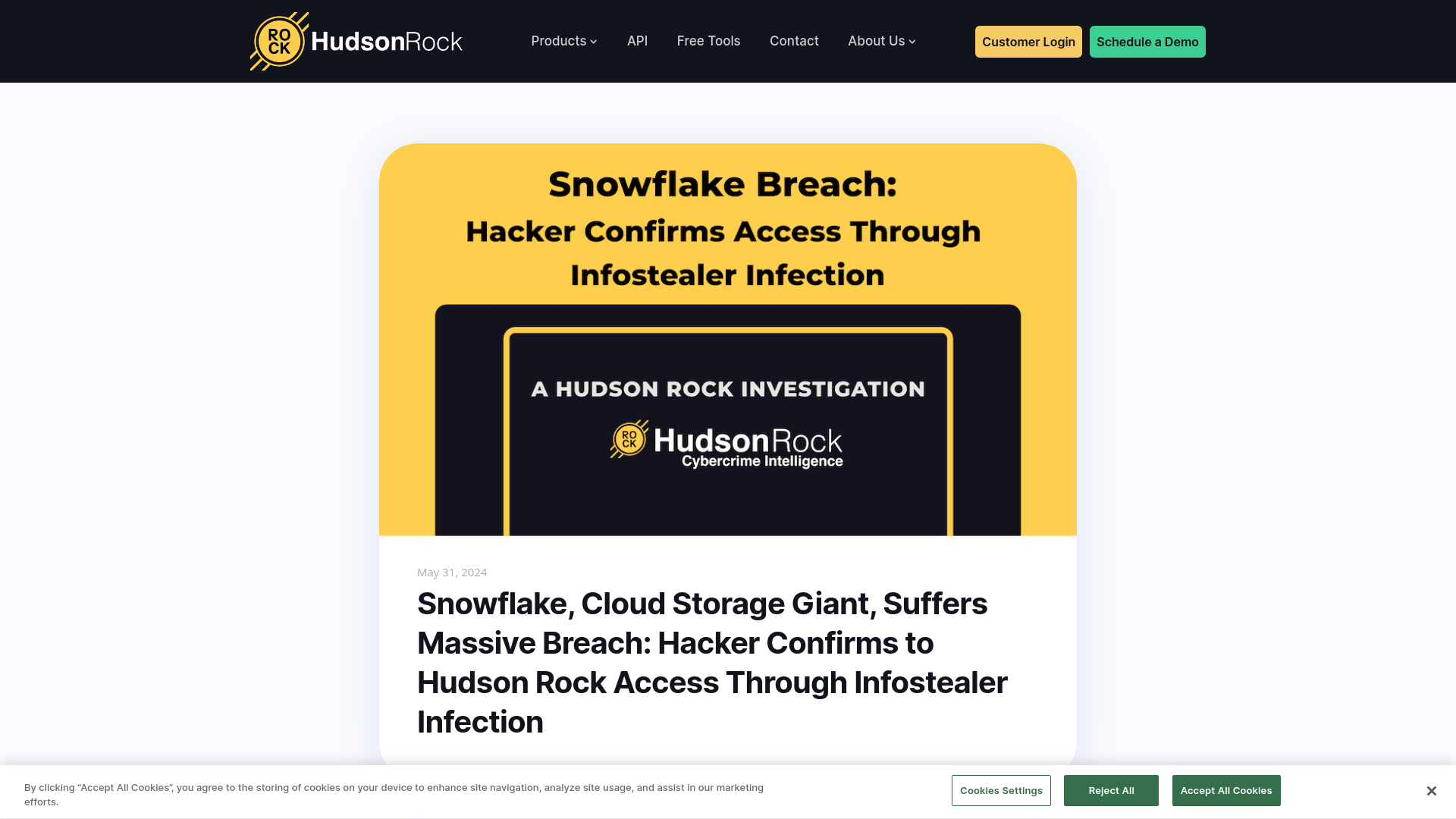 Snowflake, Cloud Storage Giant, Suffers Massive Breach: Hacker Confirms to Hudson Rock Access Through Infostealer Infection