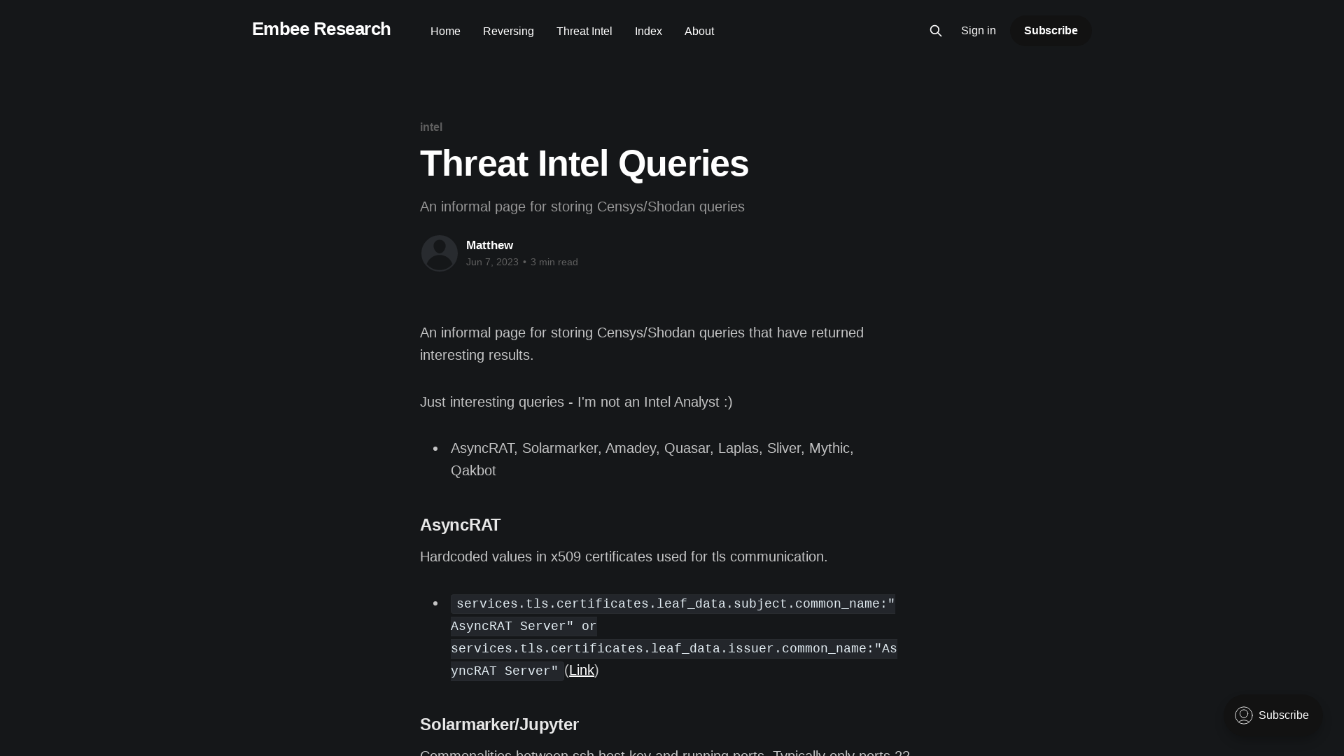 Threat Intel Queries