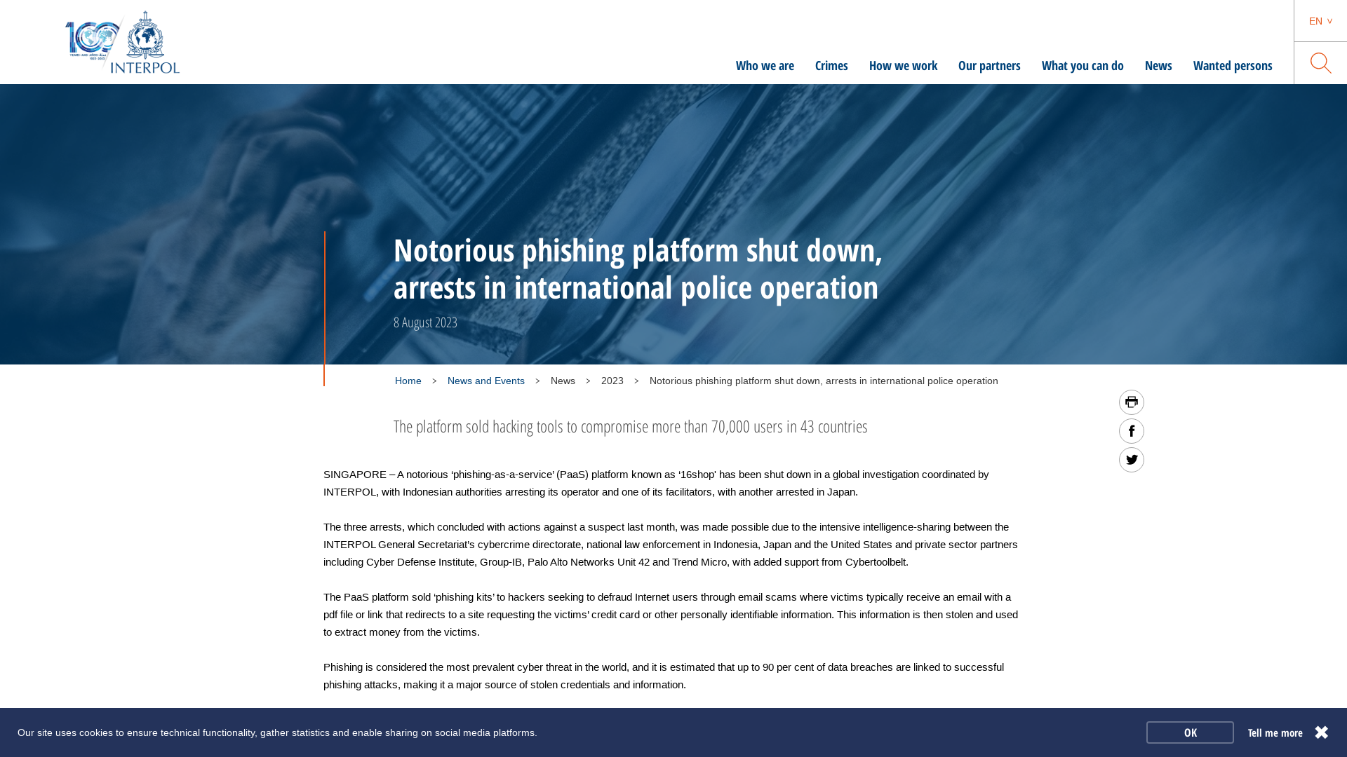 Notorious phishing platform shut down, arrests in international police operation