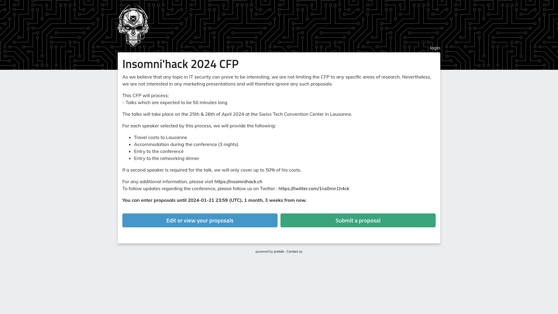 Insomni'hack 2024 :: pretalx