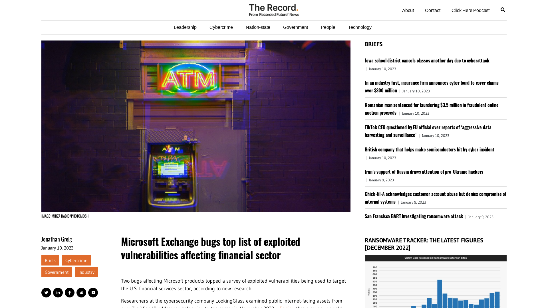 Microsoft Exchange bugs top list of exploited vulnerabilities affecting financial sector - The Record from Recorded Future News