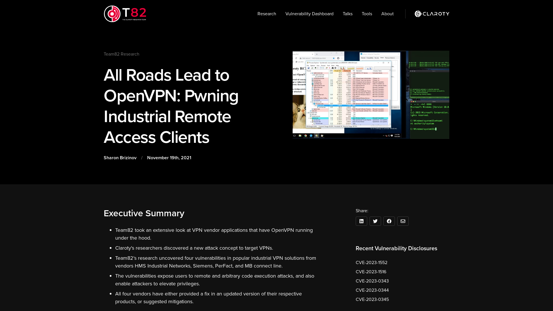 All Roads Lead to OpenVPN: Pwning Industrial Remote Access Clients | Claroty