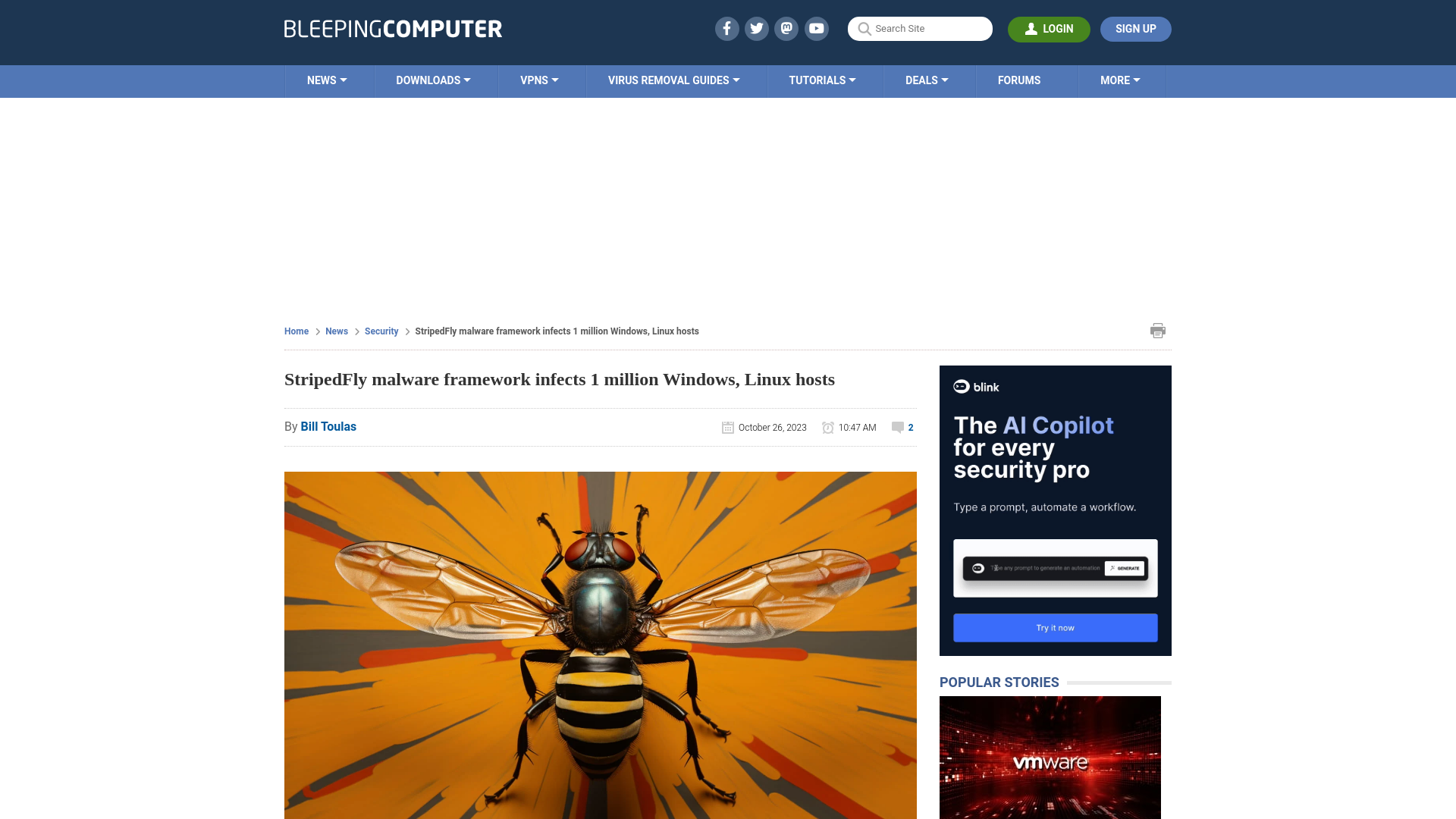 StripedFly malware framework infects 1 million Windows, Linux hosts