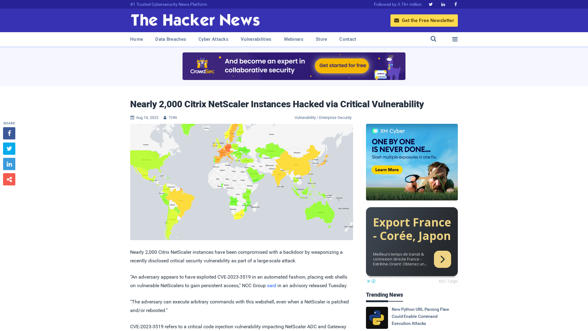 Nearly 2,000 Citrix NetScaler Instances Hacked via Critical Vulnerability