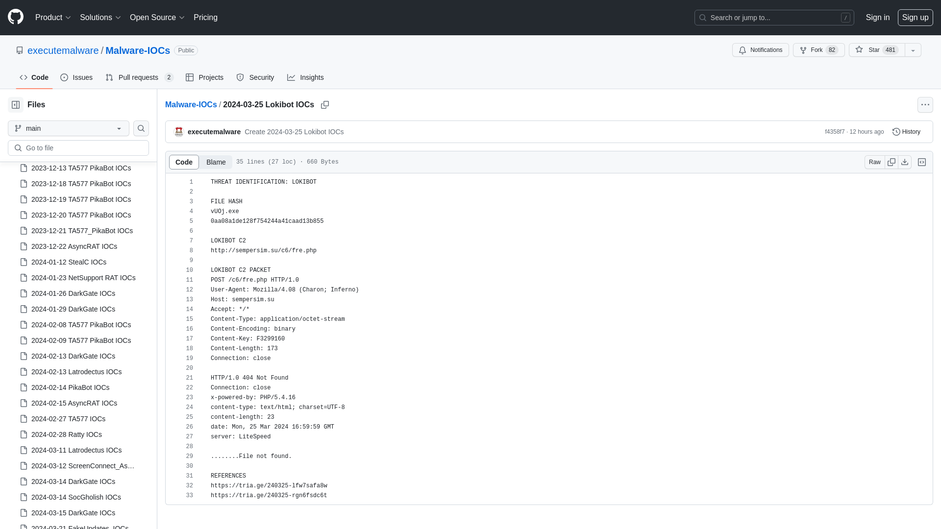 Malware-IOCs/2024-03-25 Lokibot IOCs at main · executemalware/Malware-IOCs · GitHub