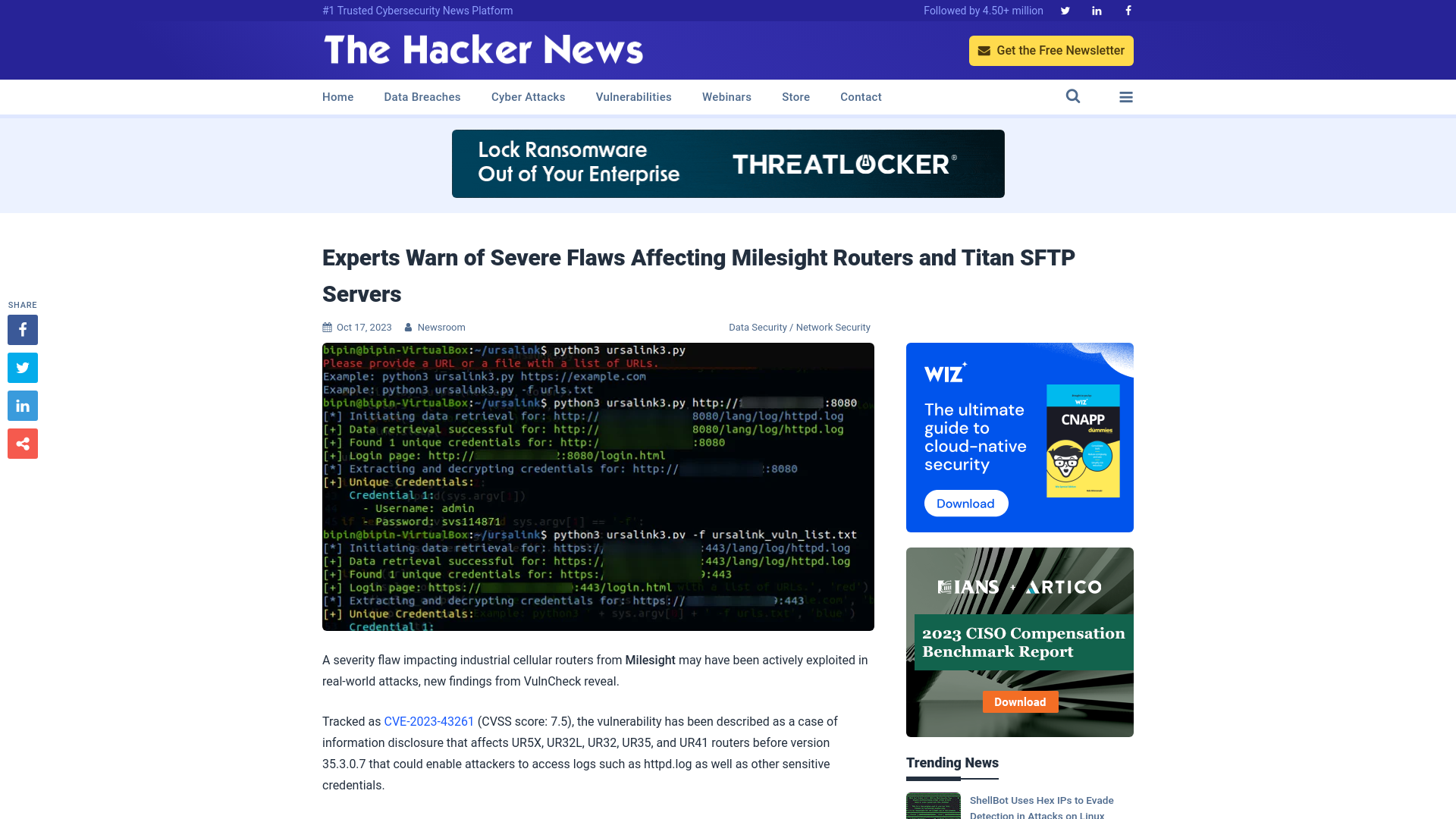 Experts Warn of Severe Flaws Affecting Milesight Routers and Titan SFTP Servers