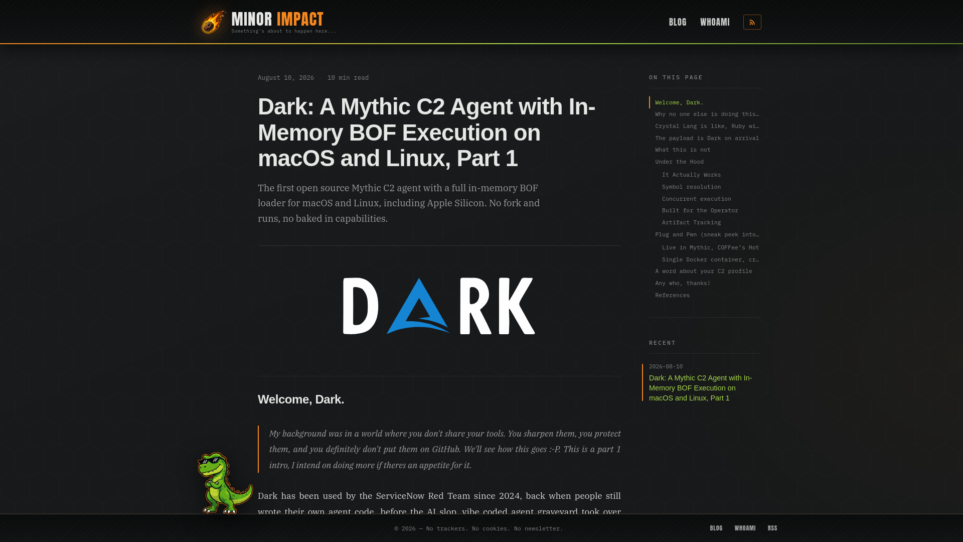 Dark: A Mythic C2 Agent with In-Memory BOF Execution on macOS and Linux, Part 1 · Minor Impact