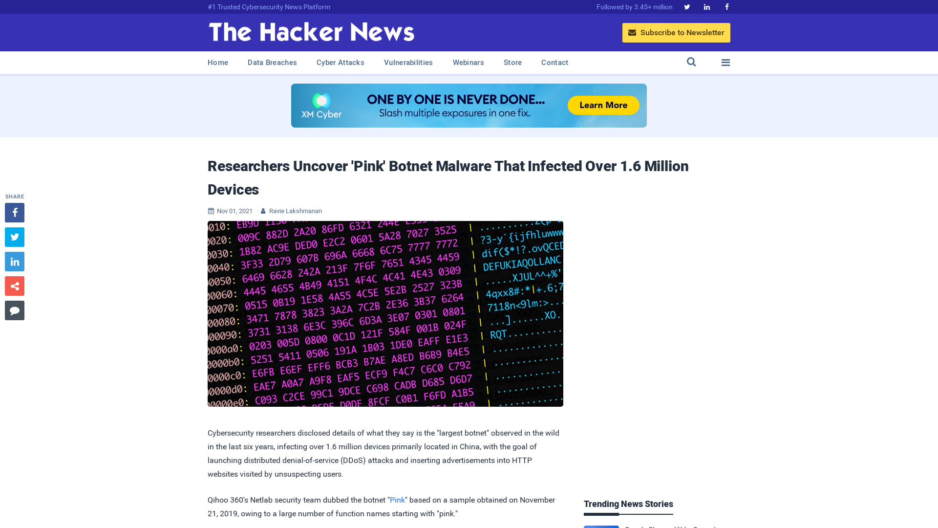 Researchers Uncover 'Pink' Botnet Malware That Infected Over 1.6 Million Devices