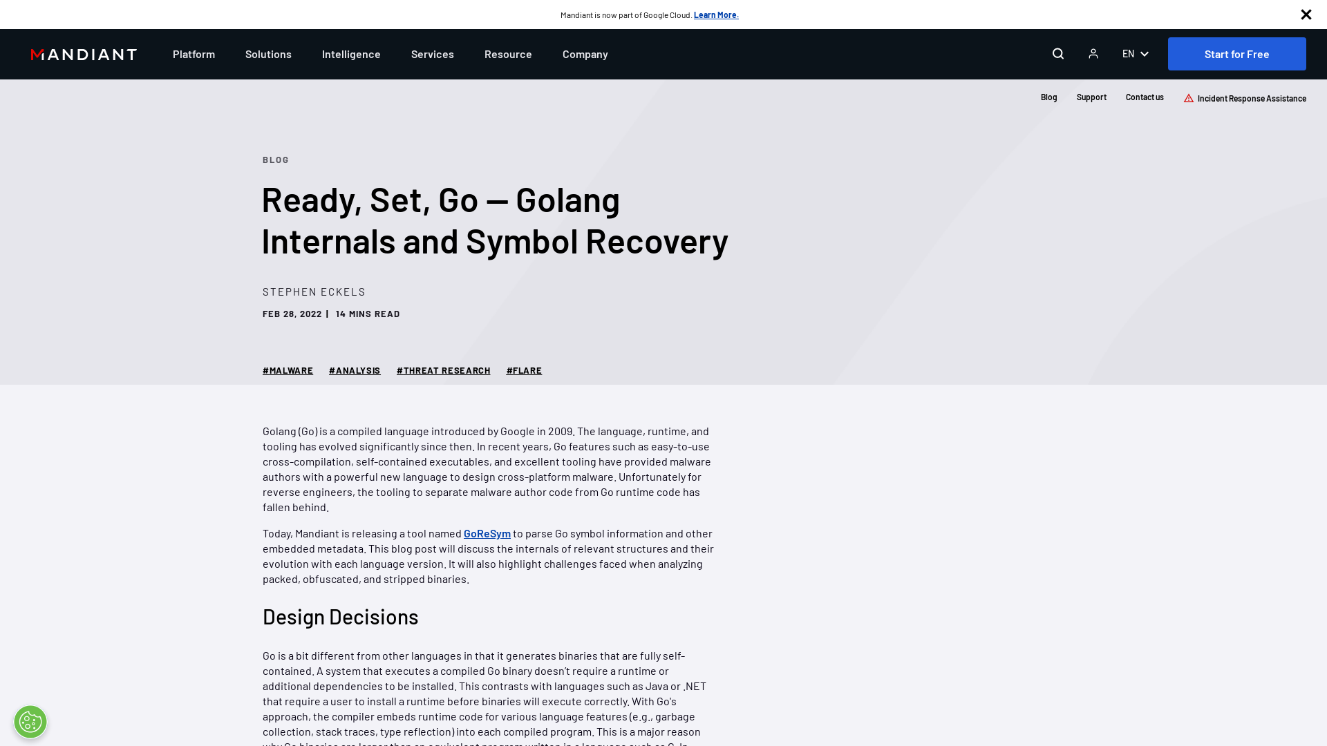 Ready, Set, Go — Golang Internals and Symbol Recovery | Mandiant