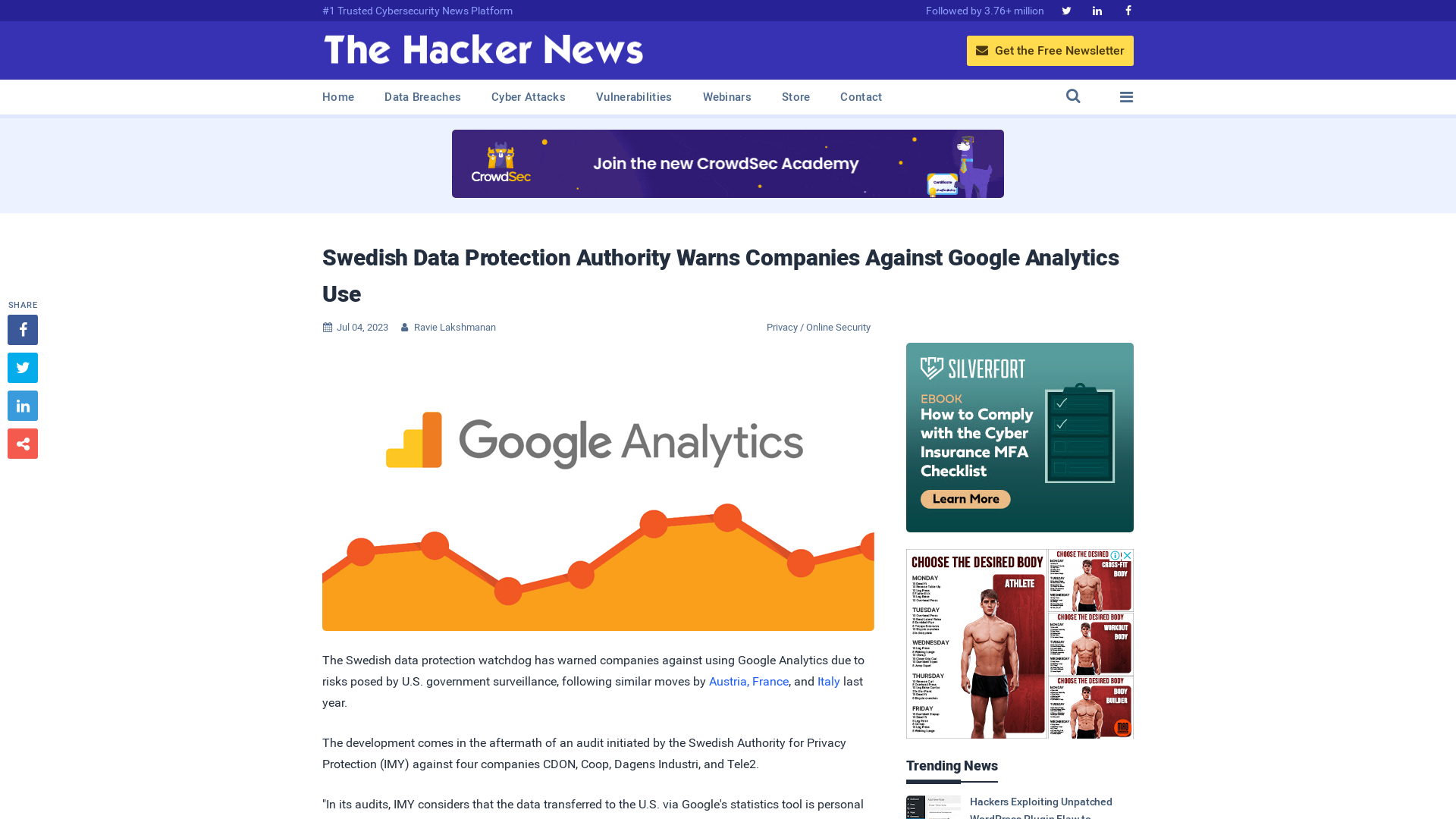 Swedish Data Protection Authority Warns Companies Against Google Analytics Use