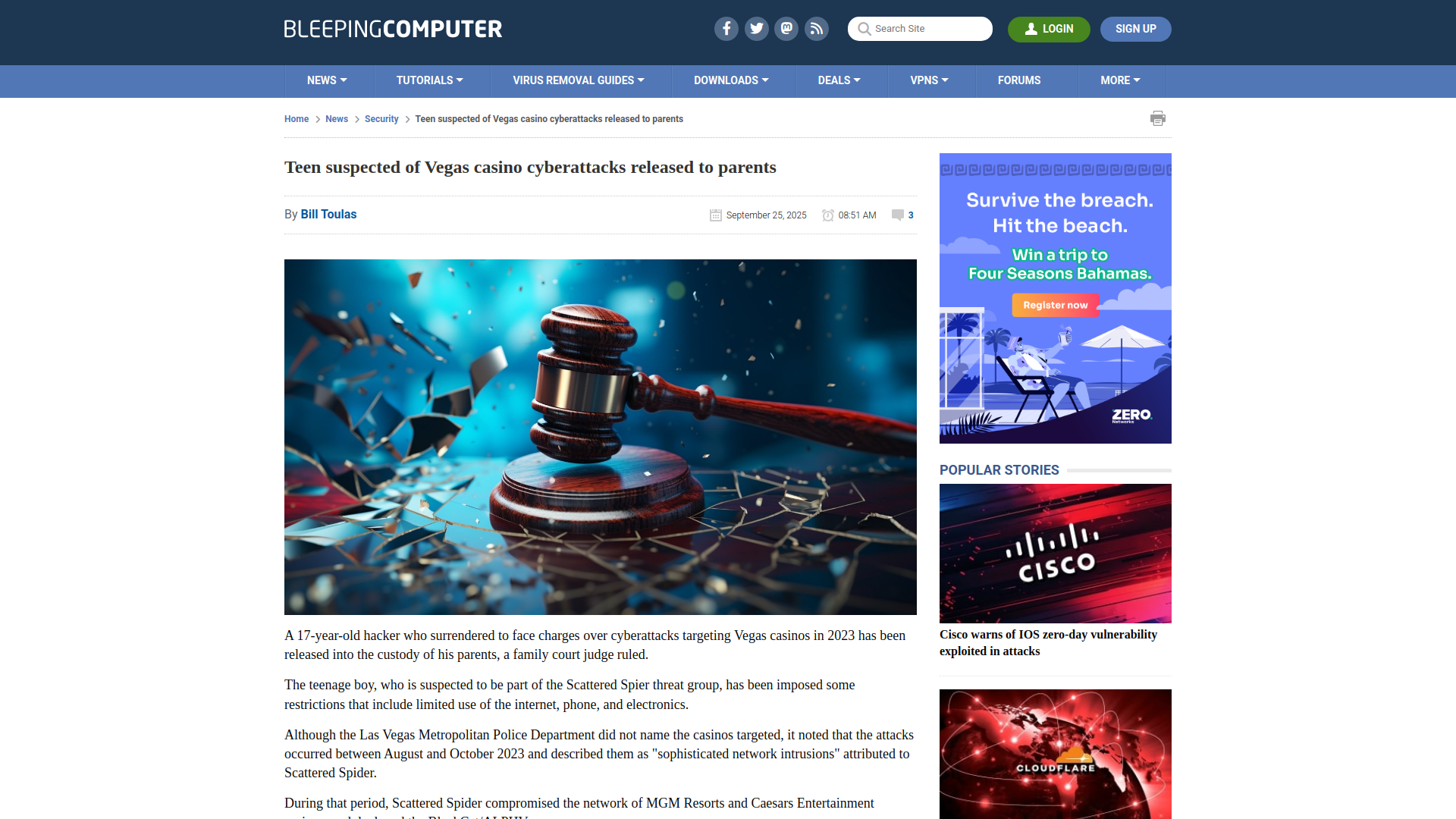 Teen suspected of Vegas casino cyberattacks released to parents