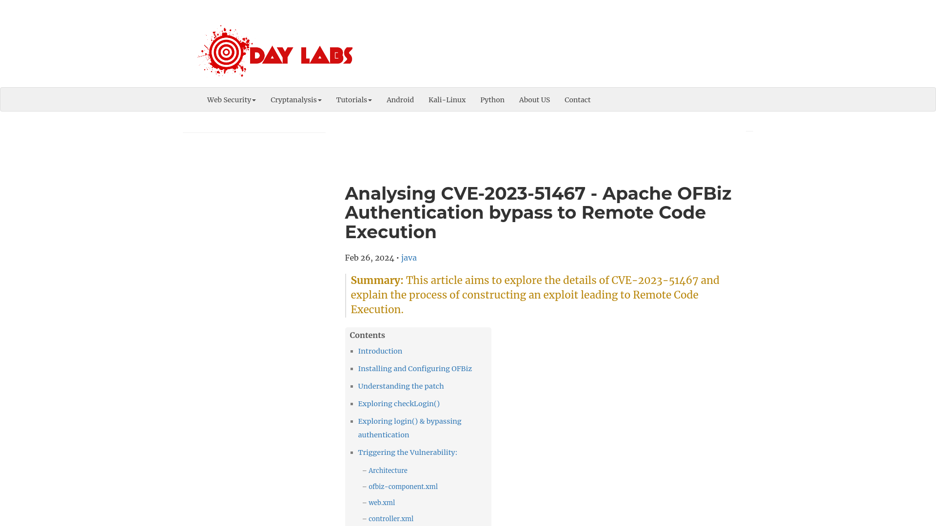 Analysing CVE-2023-51467 - Apache OFBiz Authentication bypass to Remote Code Execution | Blog - 0daylabs