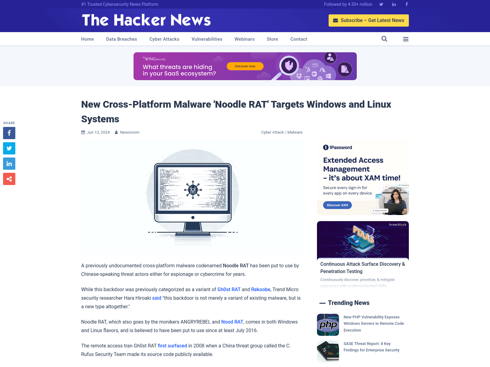 New Cross-Platform Malware 'Noodle RAT' Targets Windows and Linux Systems