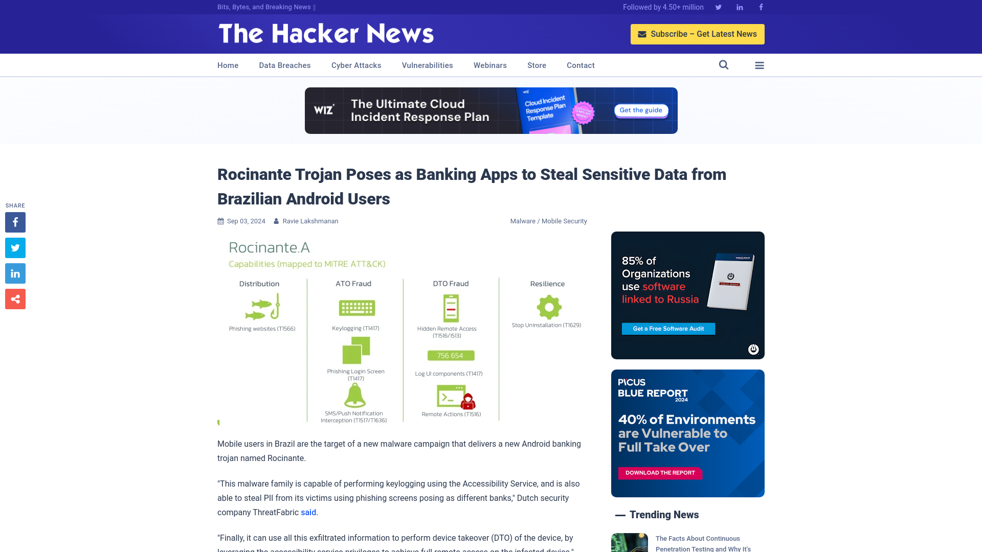 Rocinante Trojan Poses as Banking Apps to Steal Sensitive Data from Brazilian Android Users