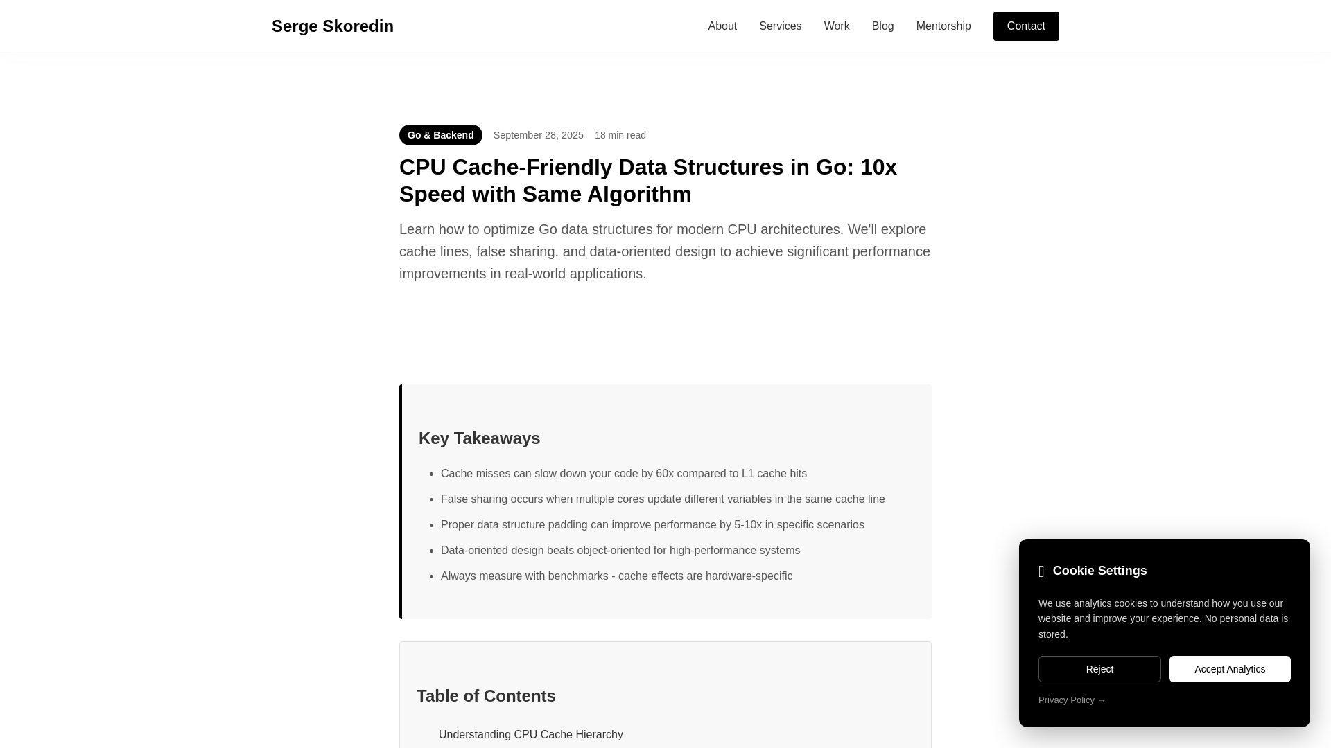CPU Cache-Friendly Data Structures in Go: 10x Speed with Same Algorithm | Serge Skoredin