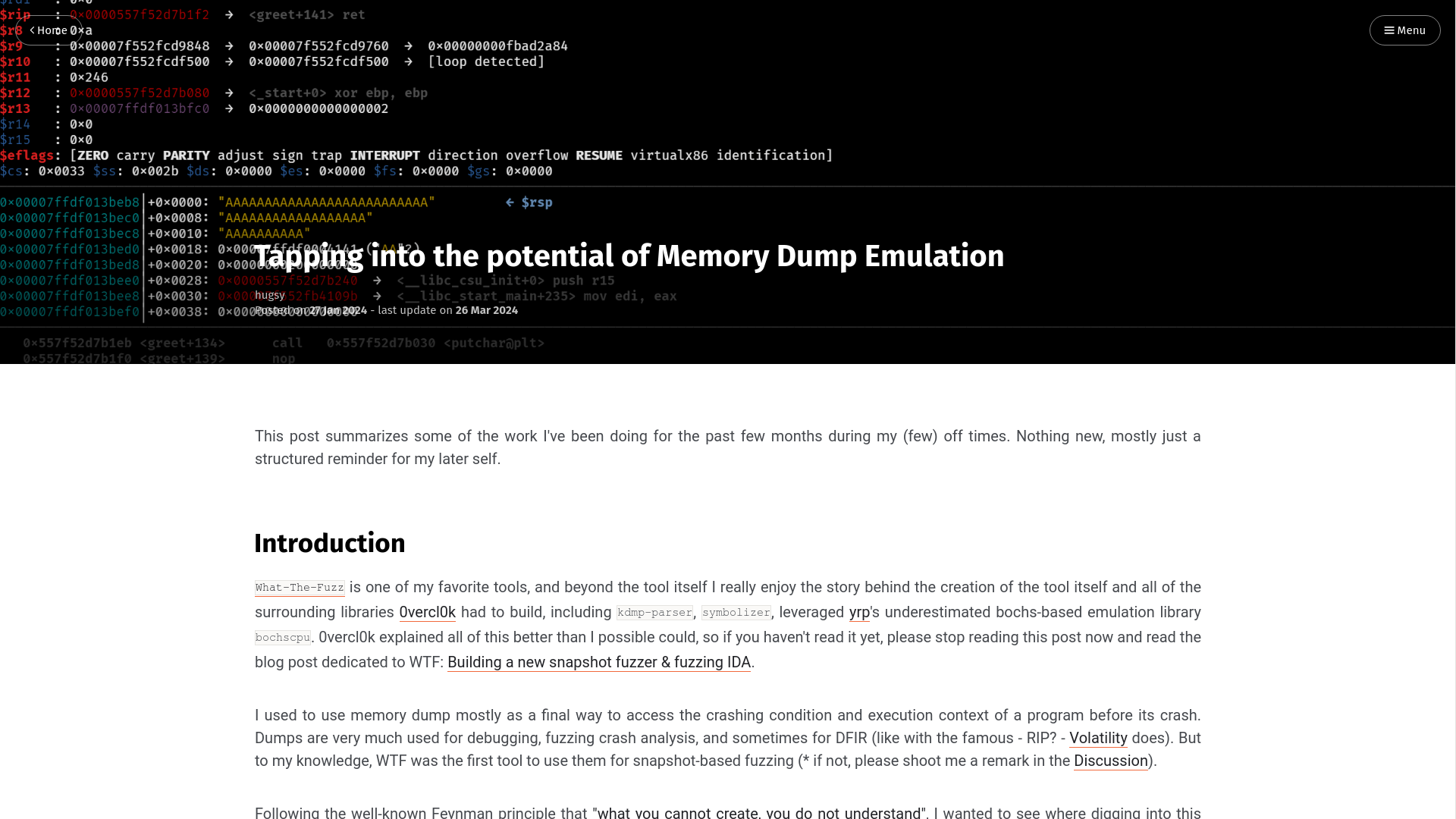 Tapping into the potential of Memory Dump Emulation