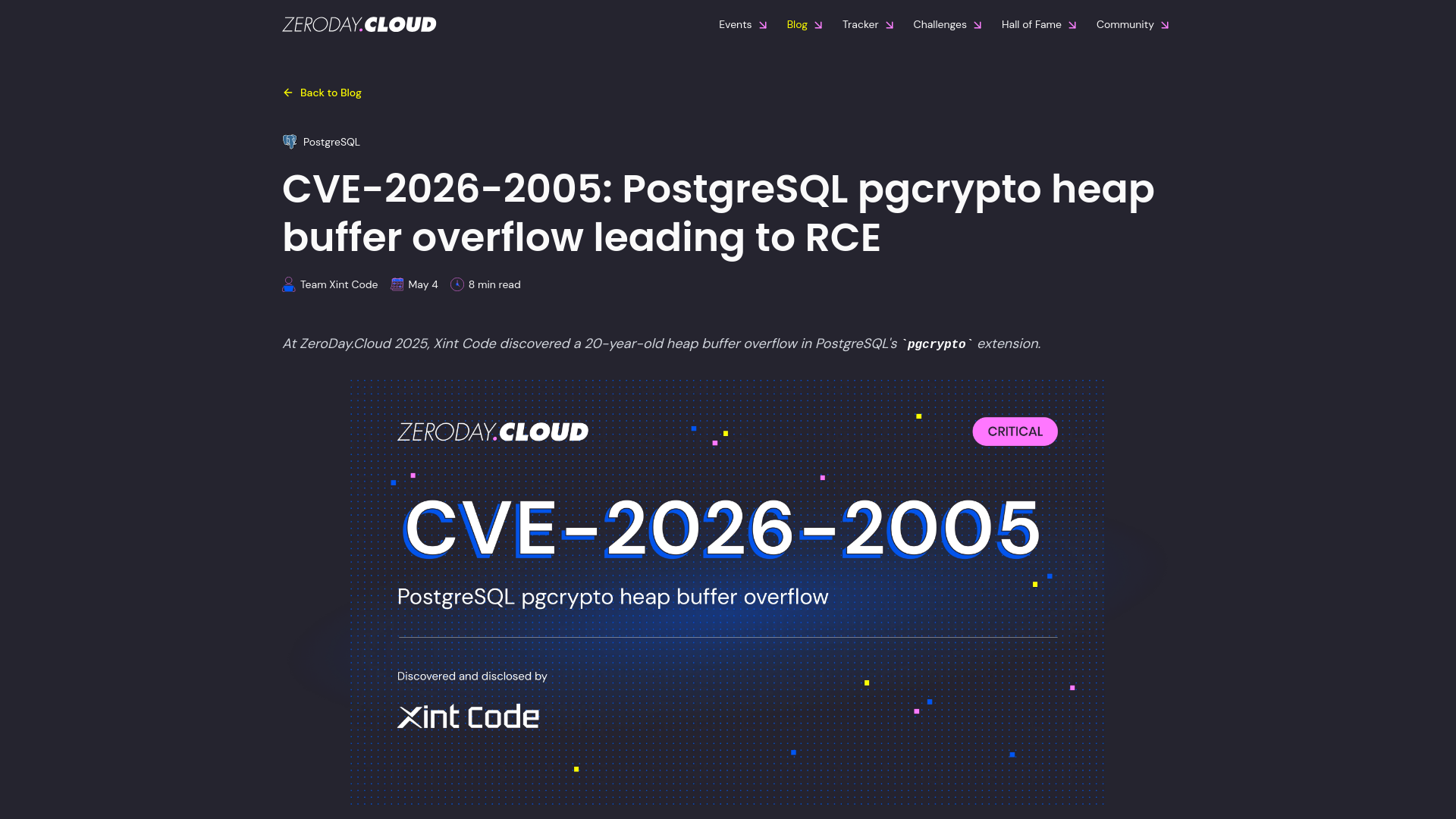 CVE-2026-2005: PostgreSQL pgcrypto heap buffer overflow leading to RCE | ZeroDay.cloud