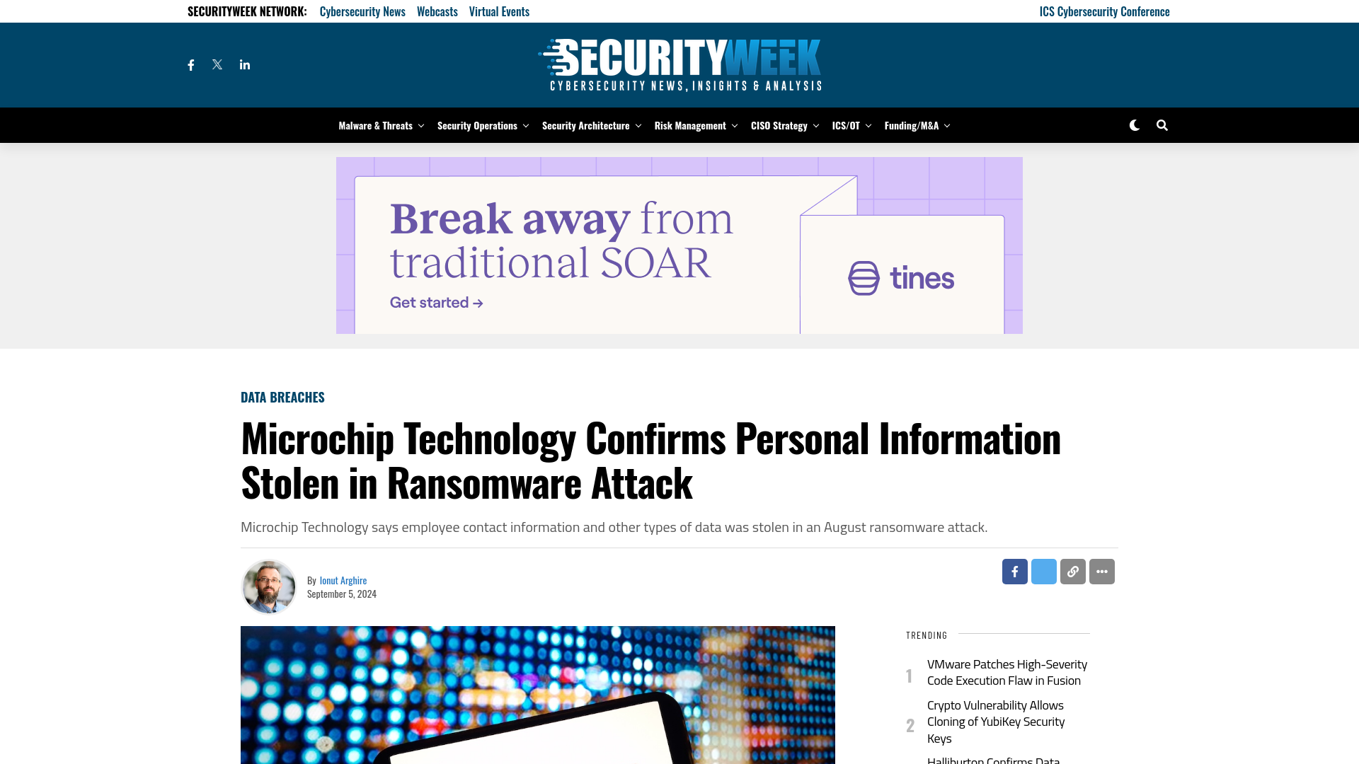 Microchip Technology Confirms Personal Information Stolen in Ransomware Attack - SecurityWeek