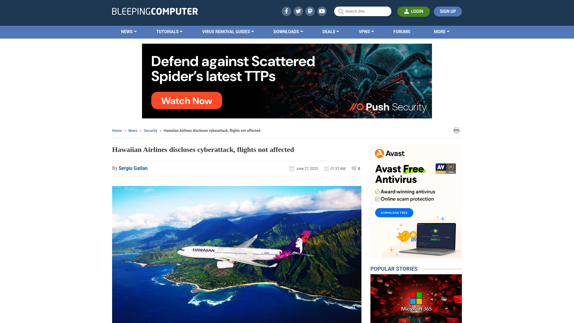 Hawaiian Airlines discloses cyberattack, flights not affected