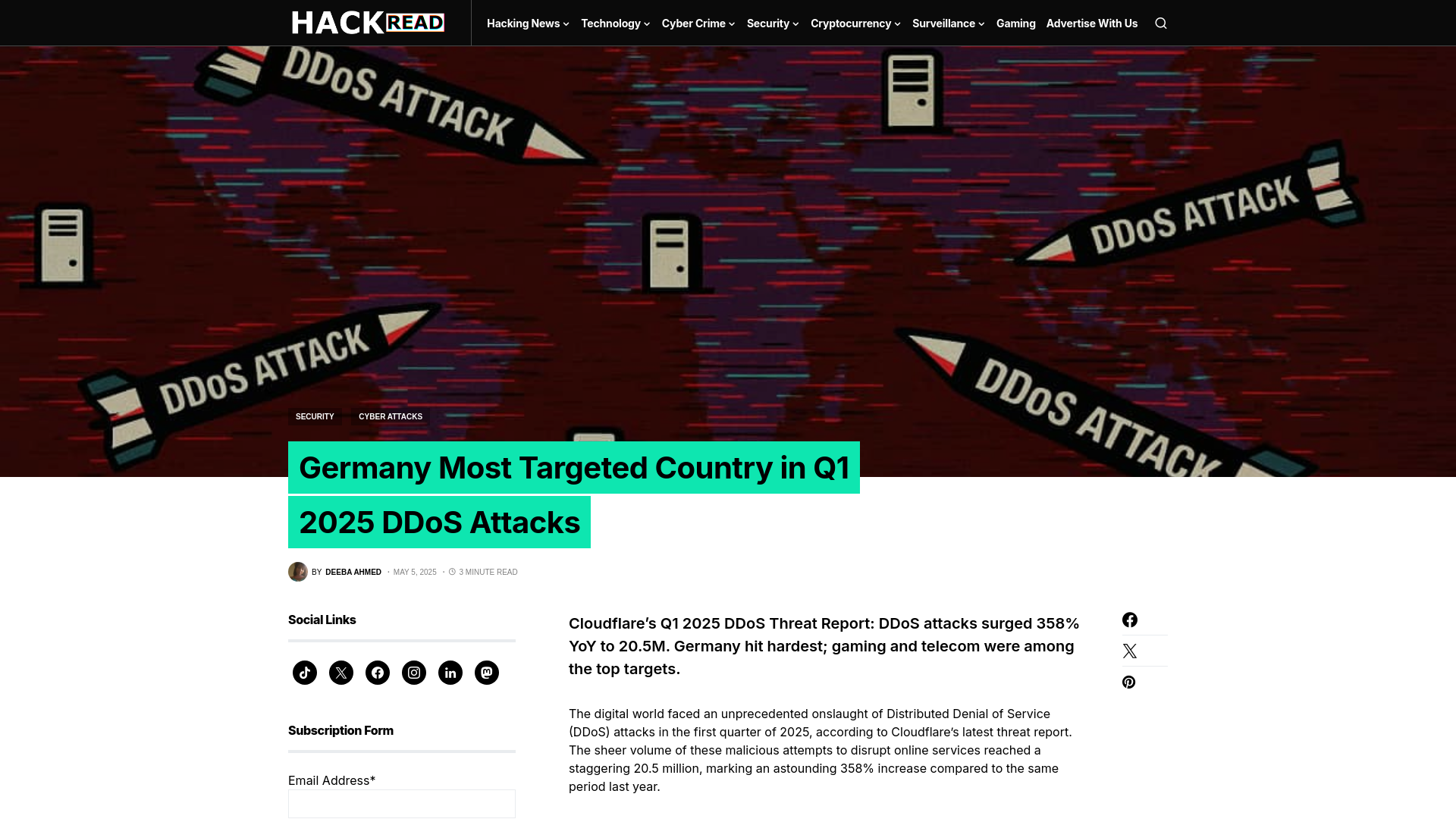 Germany Most Targeted Country in Q1 2025 DDoS Attacks