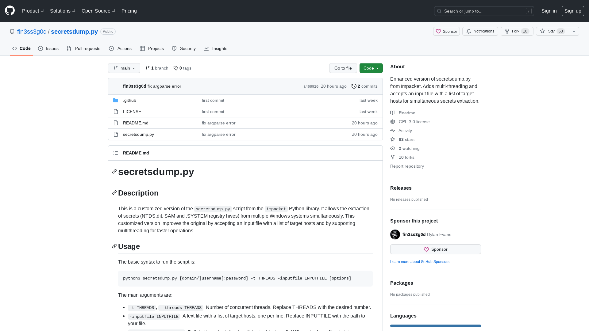 GitHub - fin3ss3g0d/secretsdump.py: Enhanced version of secretsdump.py from Impacket. Adds multi-threading and accepts an input file with a list of target hosts for simultaneous secrets extraction.