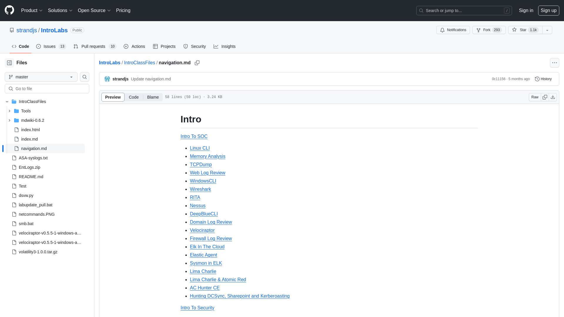 IntroLabs/IntroClassFiles/navigation.md at master · strandjs/IntroLabs · GitHub