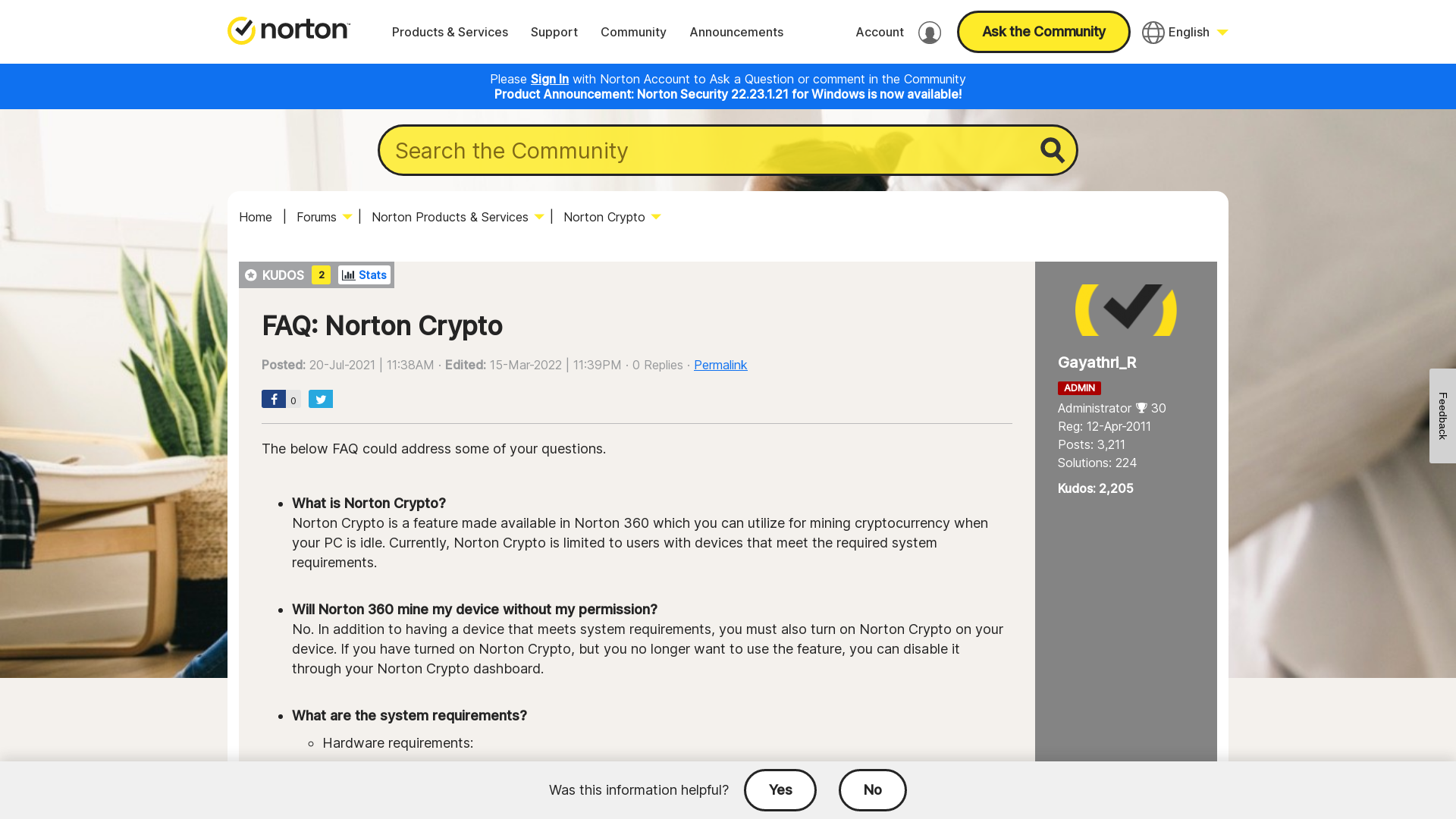 FAQ: Norton Crypto | Norton Community