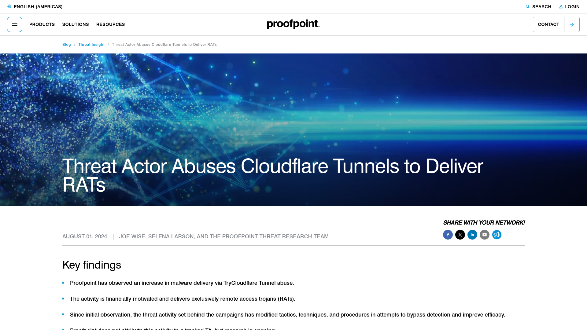 Threat Actor Abuses Cloudflare Tunnels to Deliver RATs | Proofpoint US