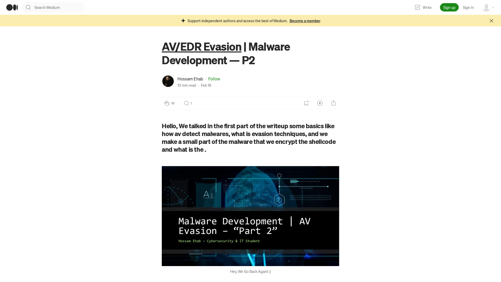 AV/EDR Evasion | Malware Development — P2 | by Hossam Ehab | Medium