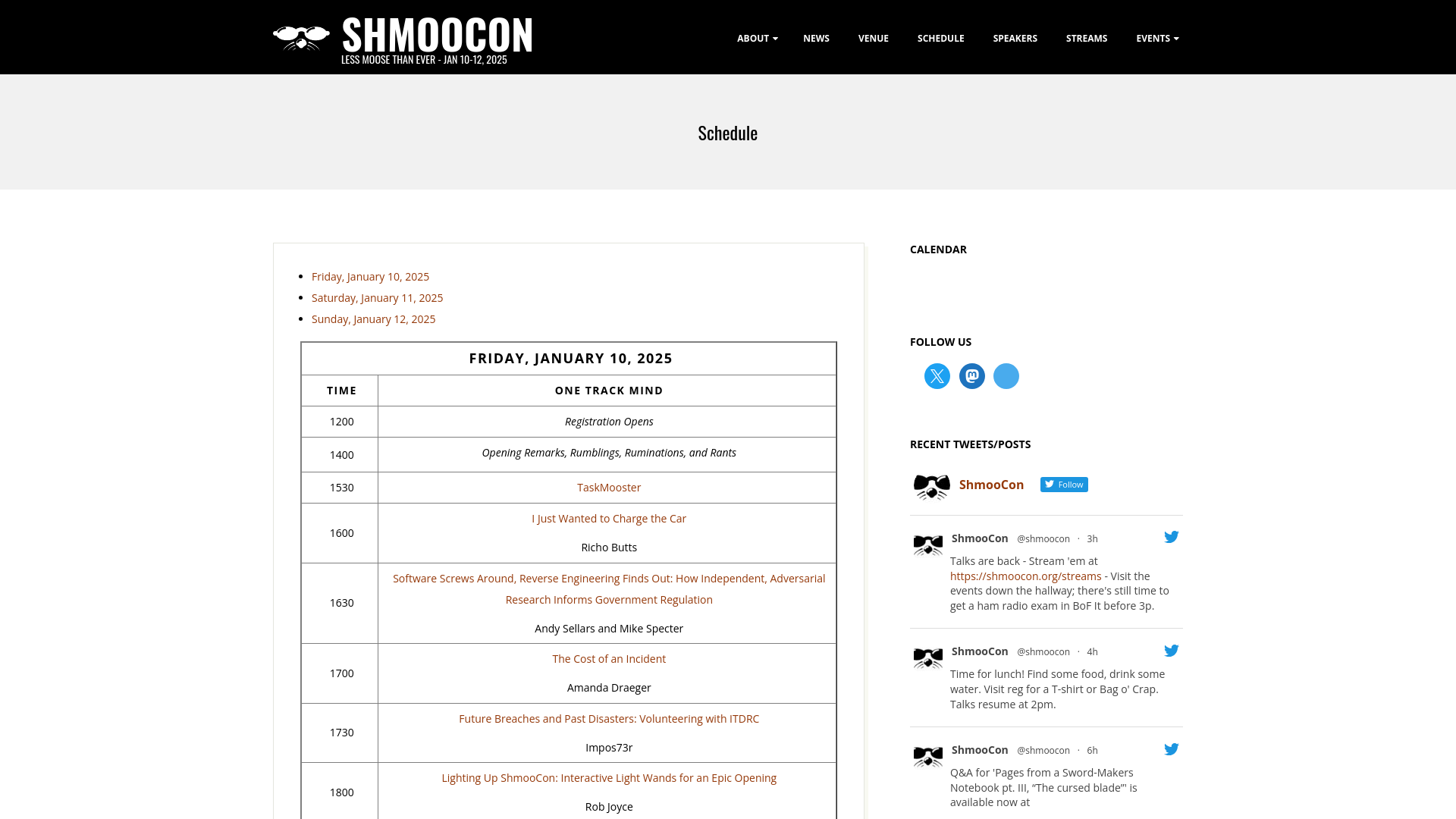 Schedule – ShmooCon