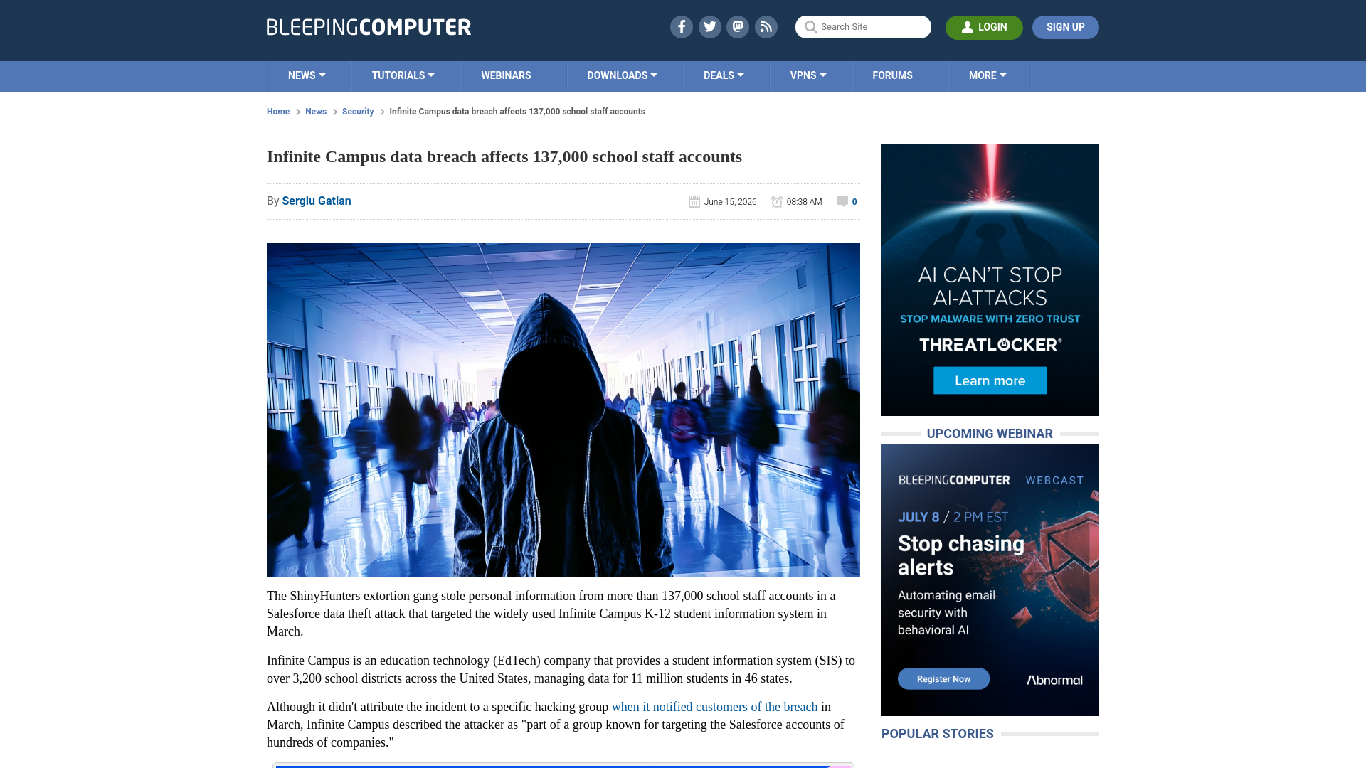 Infinite Campus data breach affects 137,000 school staff accounts