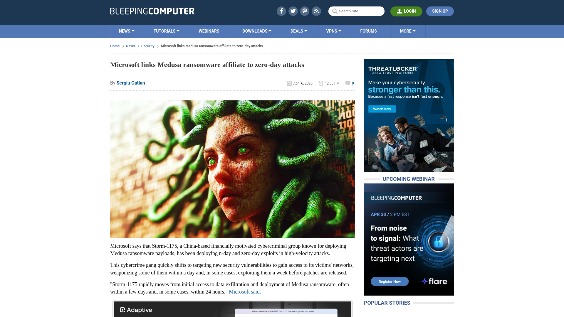 Microsoft links Medusa ransomware affiliate to zero-day attacks