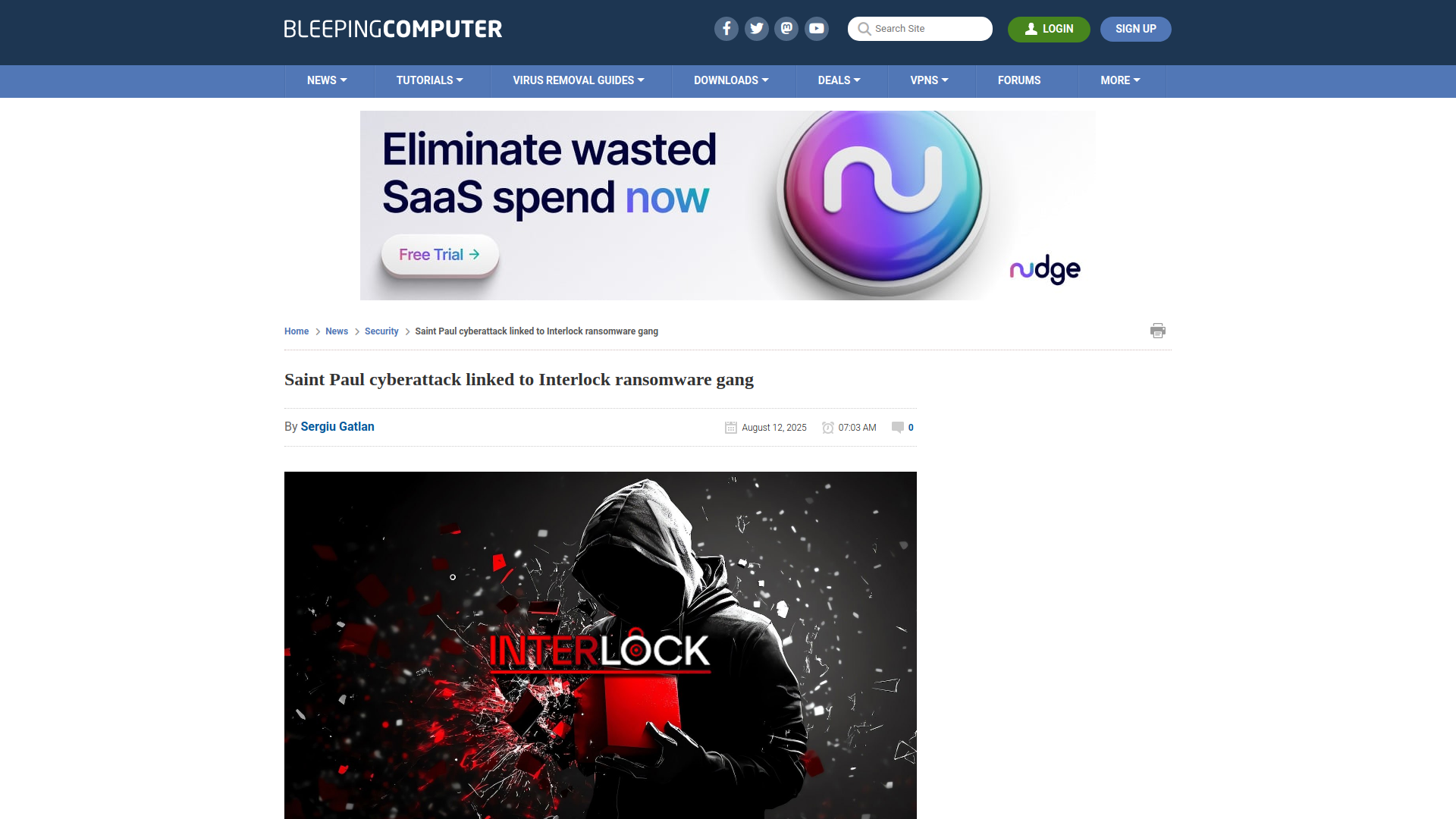 Saint Paul cyberattack linked to Interlock ransomware gang