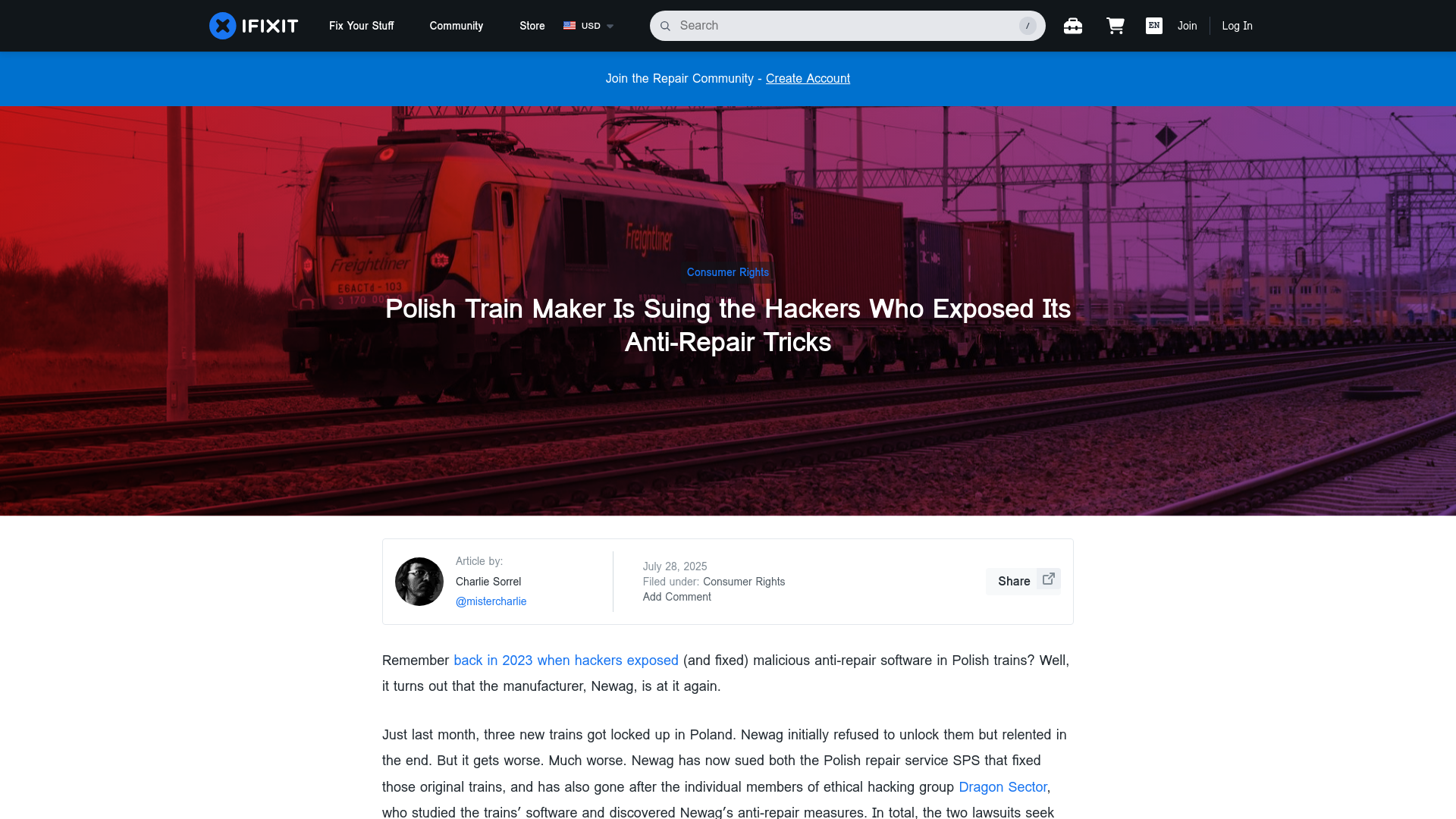Polish Train Maker Is Suing the Hackers Who Exposed Its Anti-Repair Tricks - iFixit
