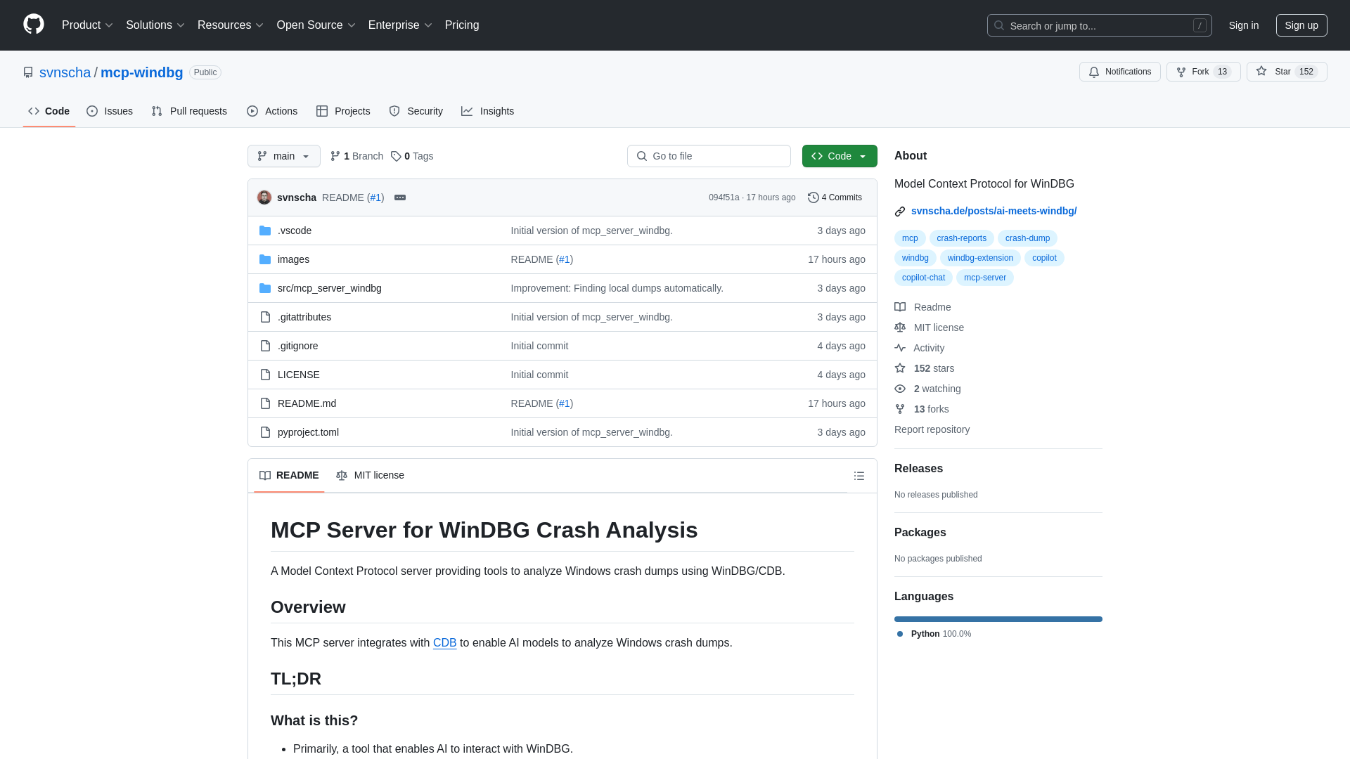 GitHub - svnscha/mcp-windbg: Model Context Protocol for WinDBG