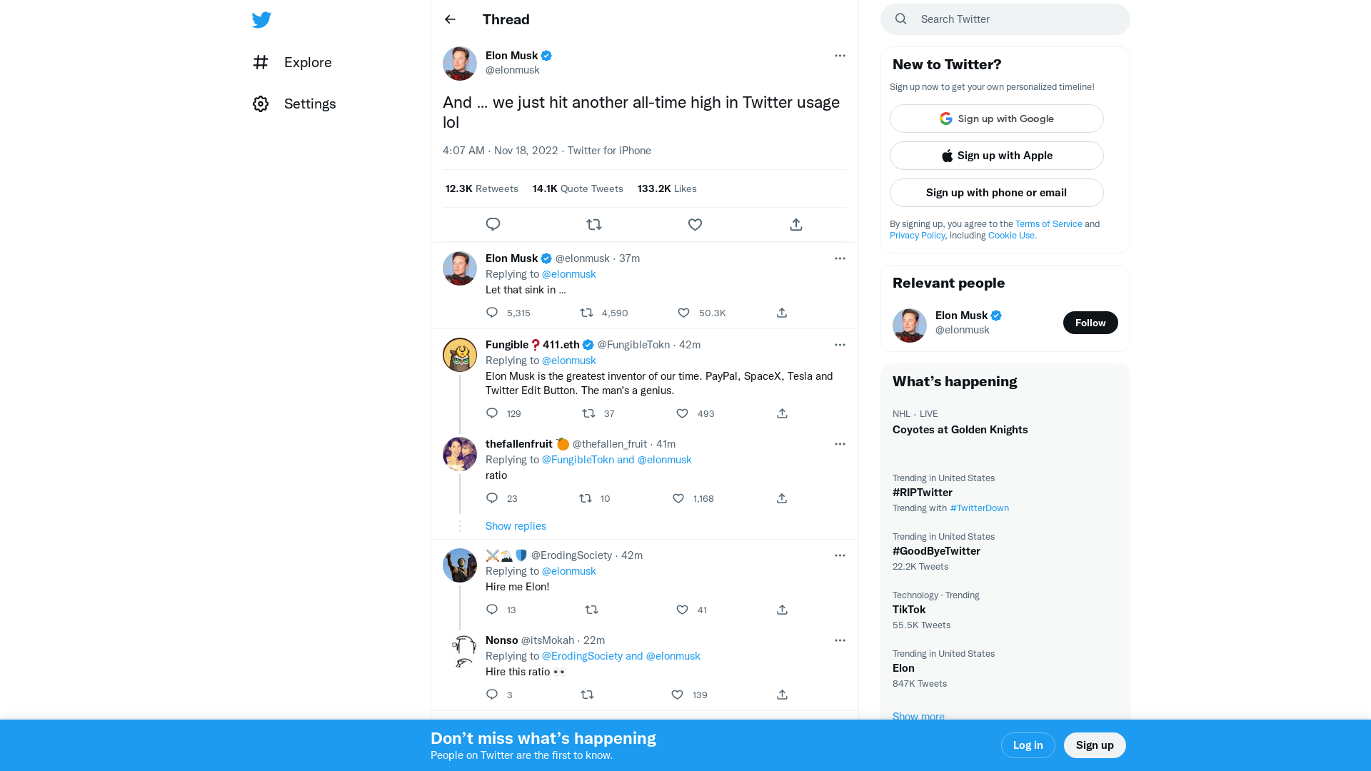Elon Musk on Twitter: "And … we just hit another all-time high in Twitter usage lol" / Twitter