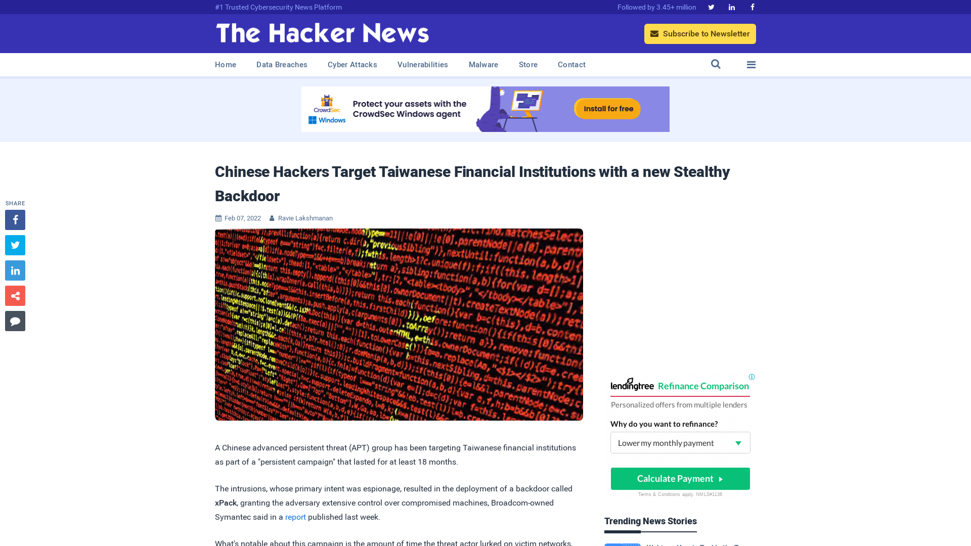 Chinese Hackers Target Taiwanese Financial Institutions with a new Stealthy Backdoor