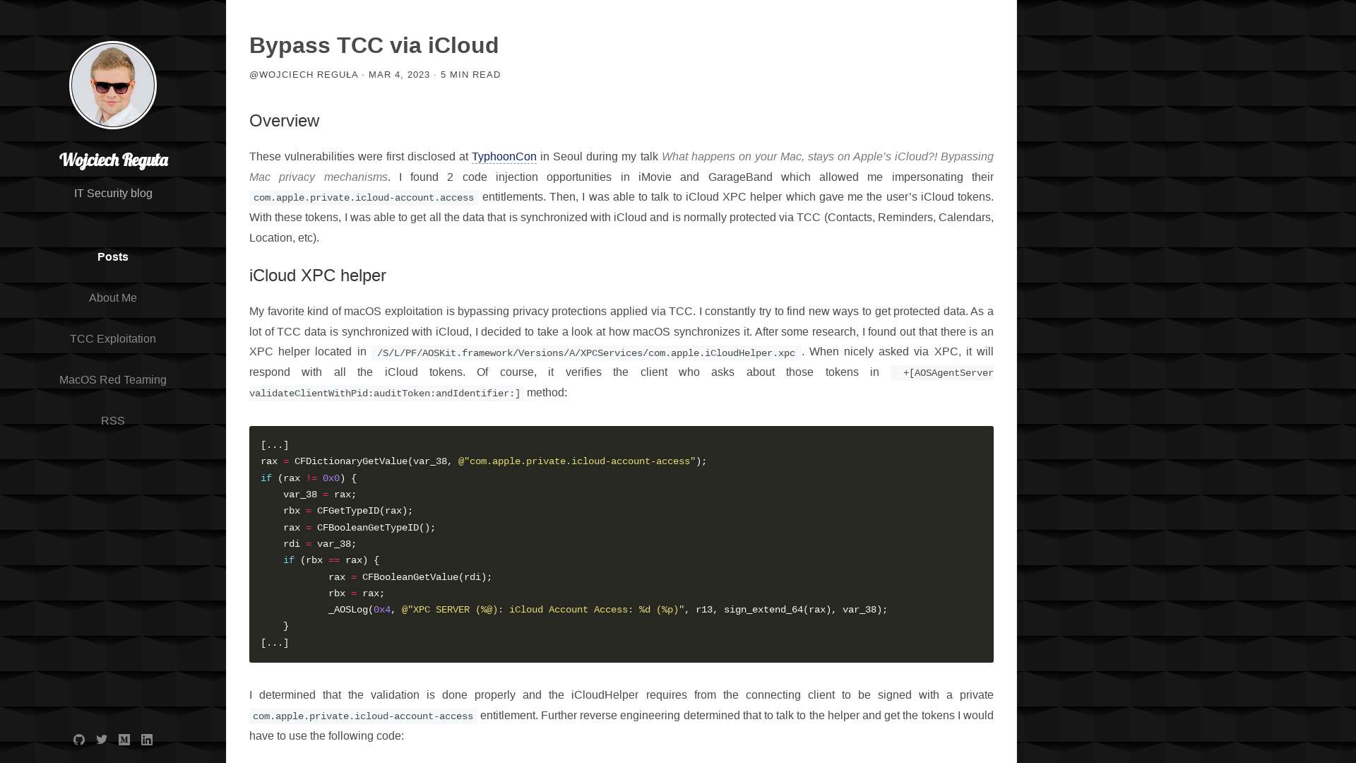 Bypass TCC via iCloud