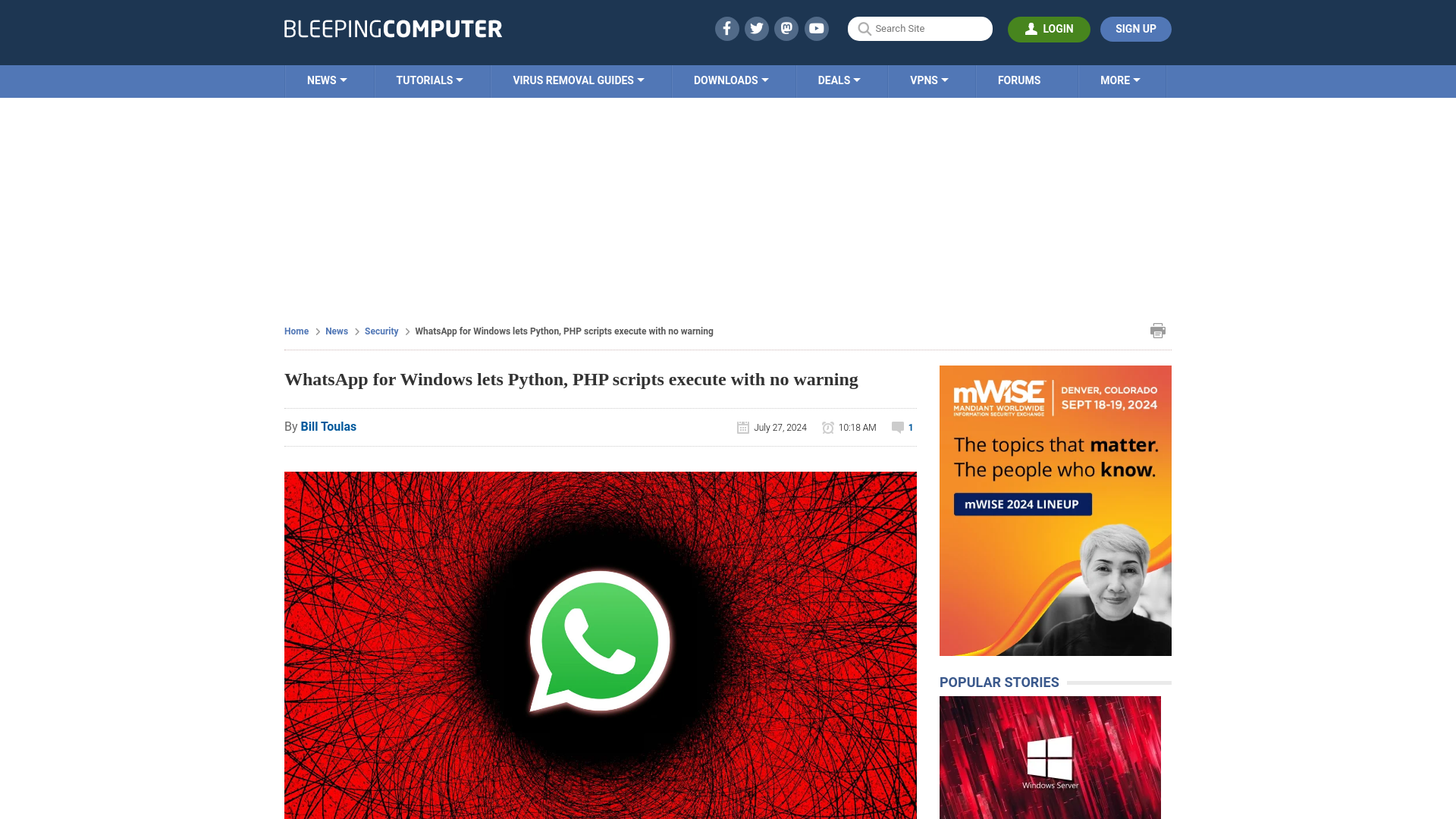 WhatsApp for Windows lets Python, PHP scripts execute with no warning