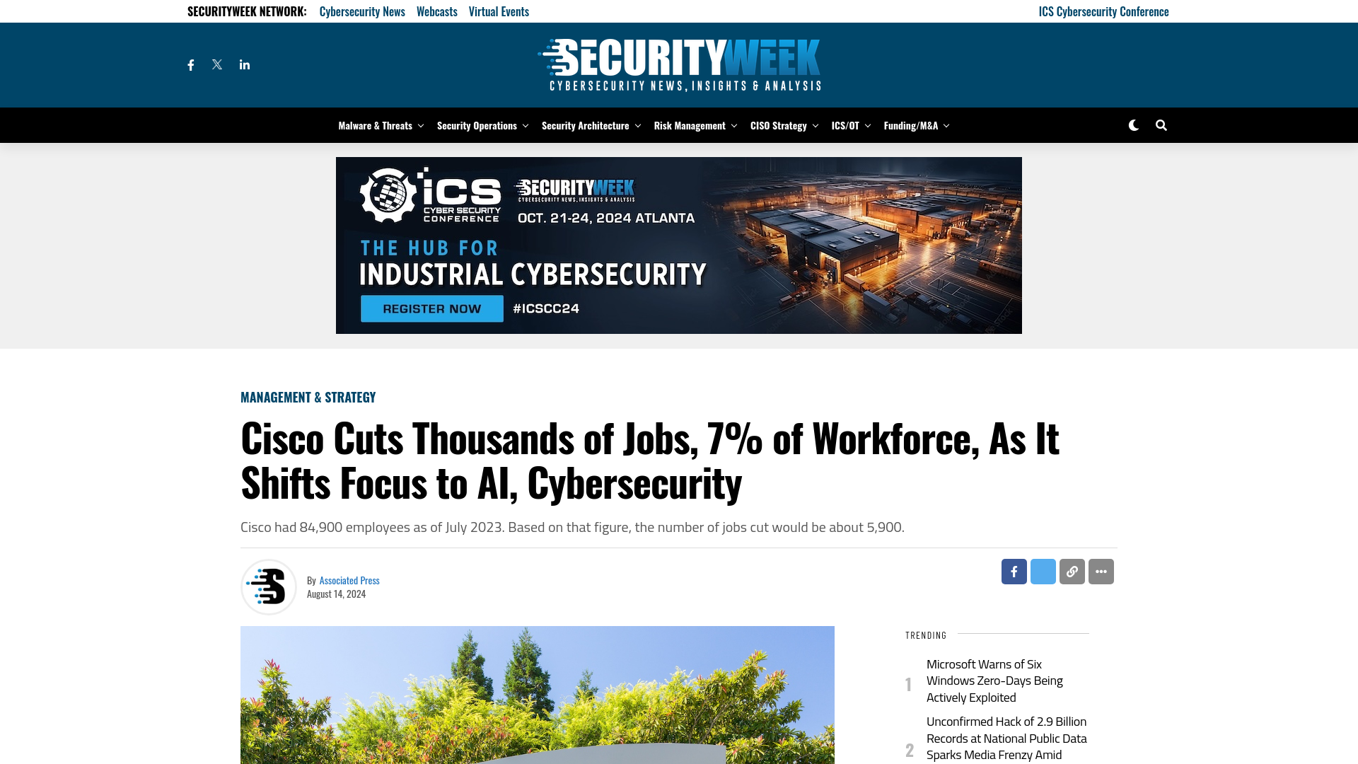 Cisco Cuts Thousands of Jobs, 7% of Workforce, As It Shifts Focus to AI, Cybersecurity - SecurityWeek