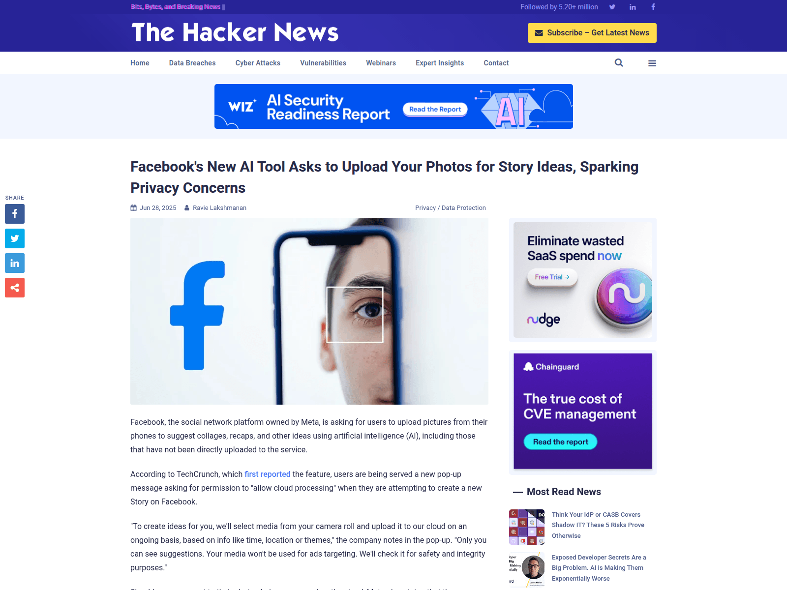 Facebook's New AI Tool Asks to Upload Your Photos for Story Ideas, Sparking Privacy Concerns