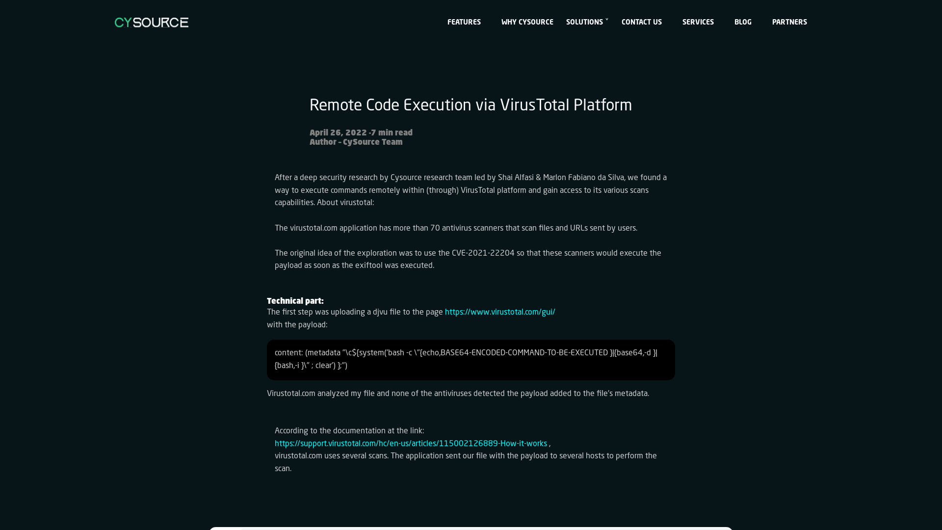 CySource virus total blog
