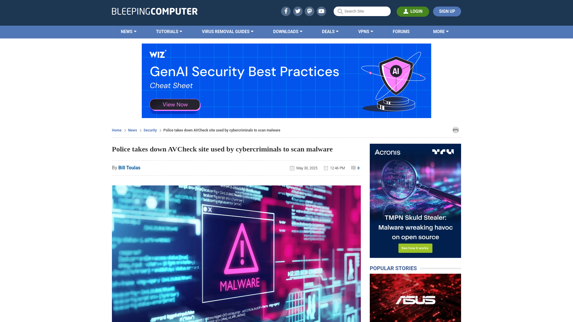 Police takes down AVCheck site used by cybercriminals to scan malware
