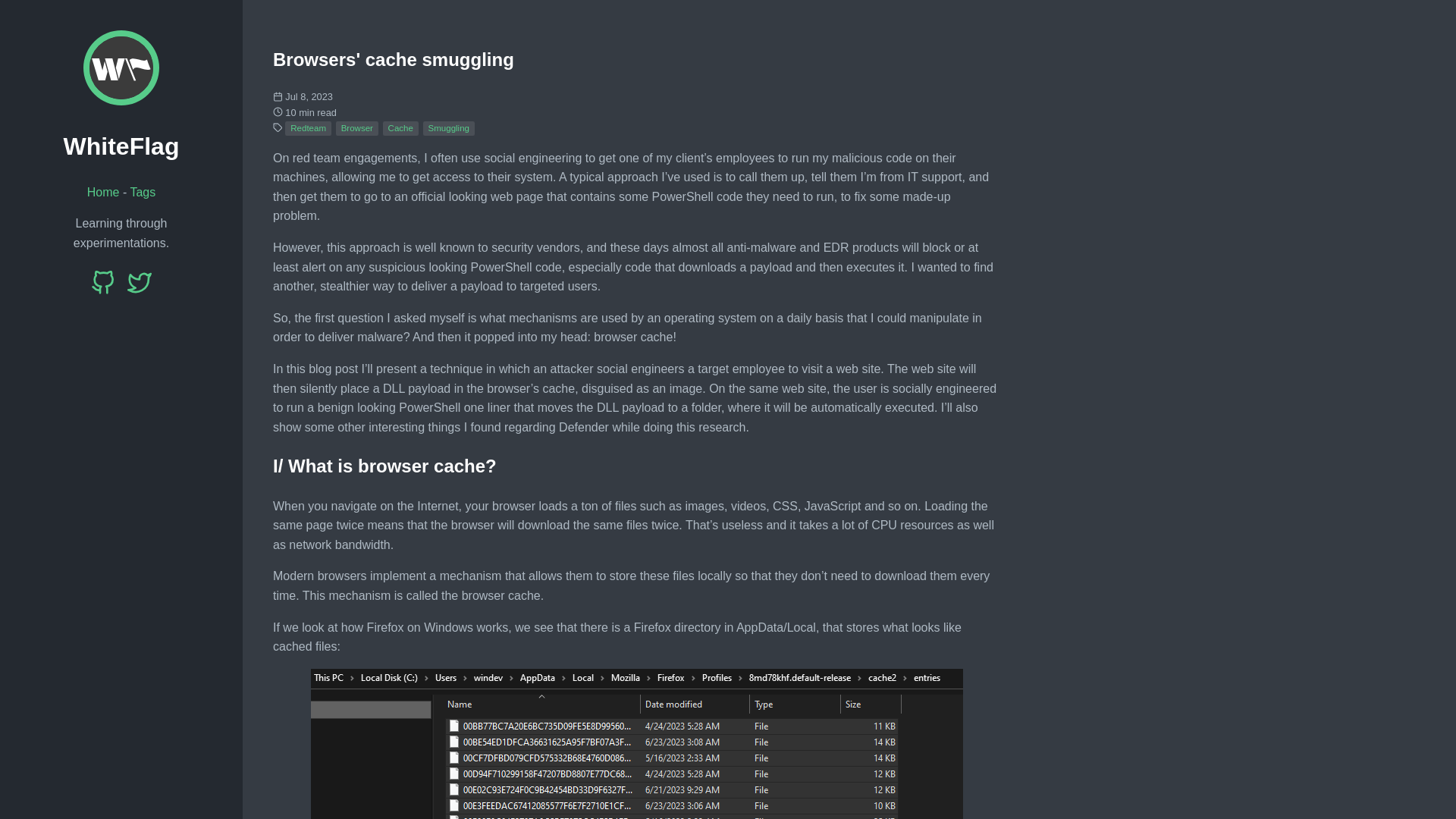 Browsers' cache smuggling // WhiteFlag