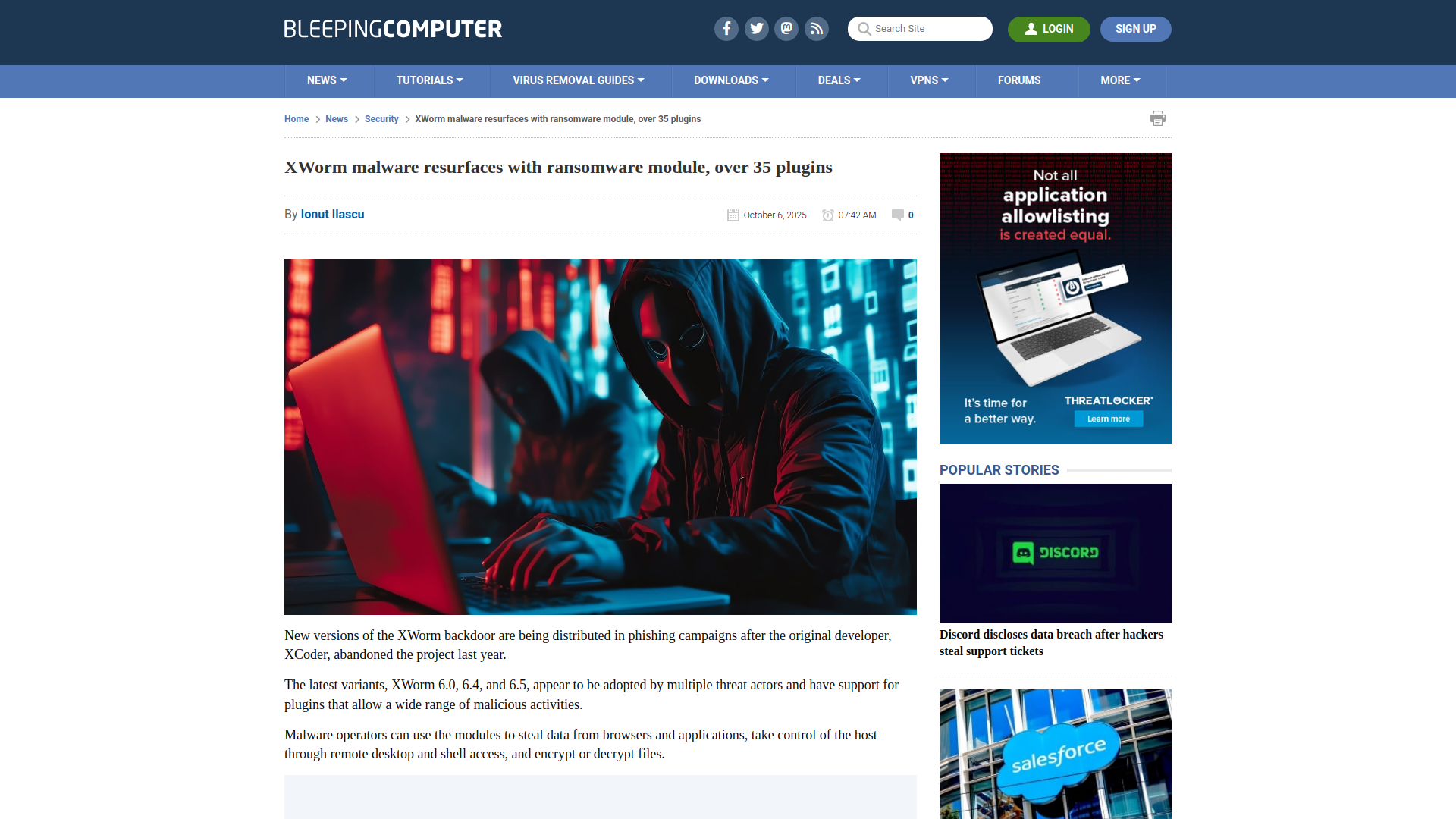 XWorm malware resurfaces with ransomware module, over 35 plugins